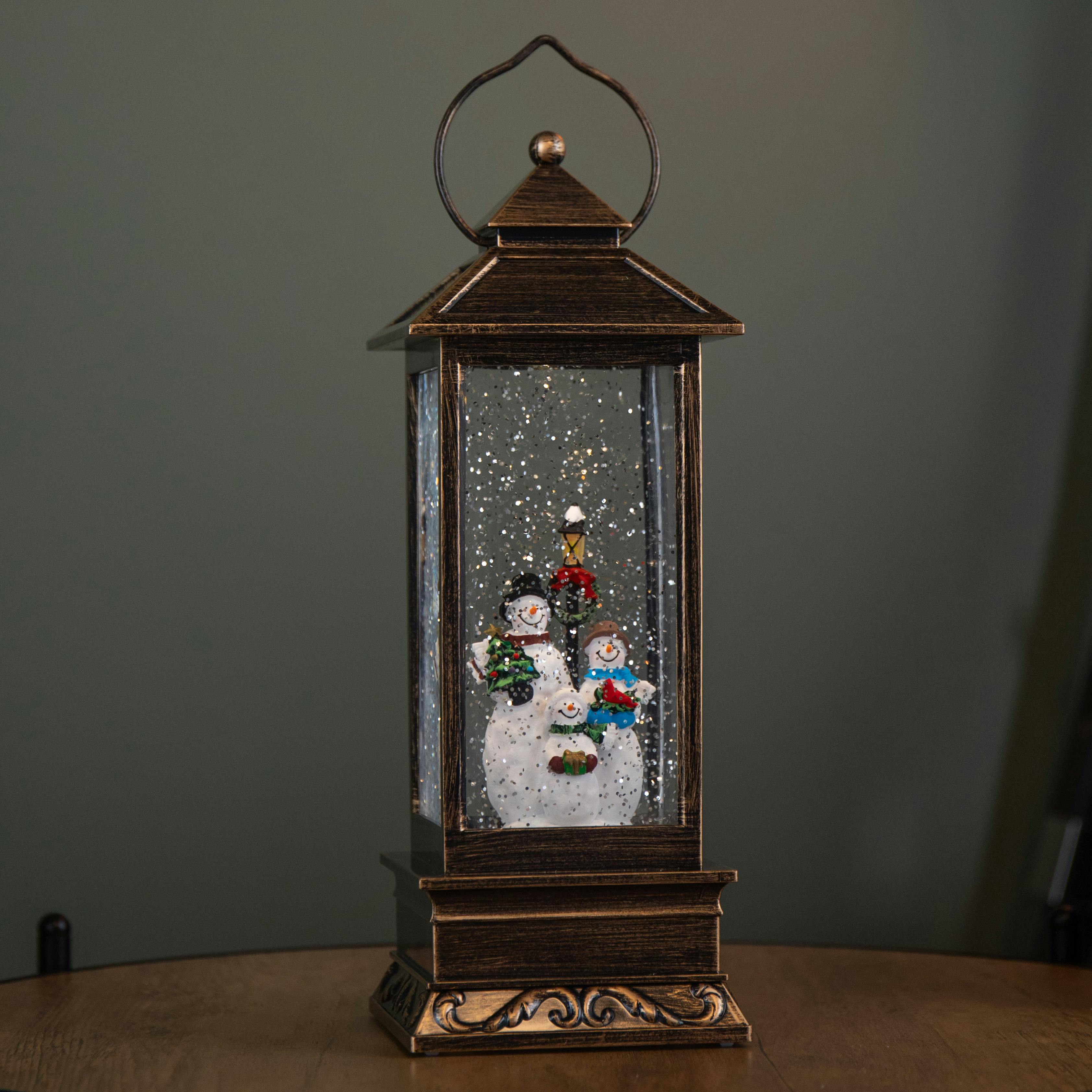 27cm Battery Operated Light up Bronze Christmas Water Spinner with Snowman Scene & LEDs - Samuel Alexander | TJ Hughes - Image 4