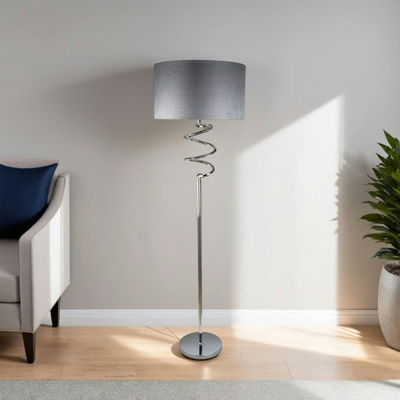 Pagazzi Lighting Silver/Grey/Light Kasi 158Cm Floor Lamp Polished Chrome