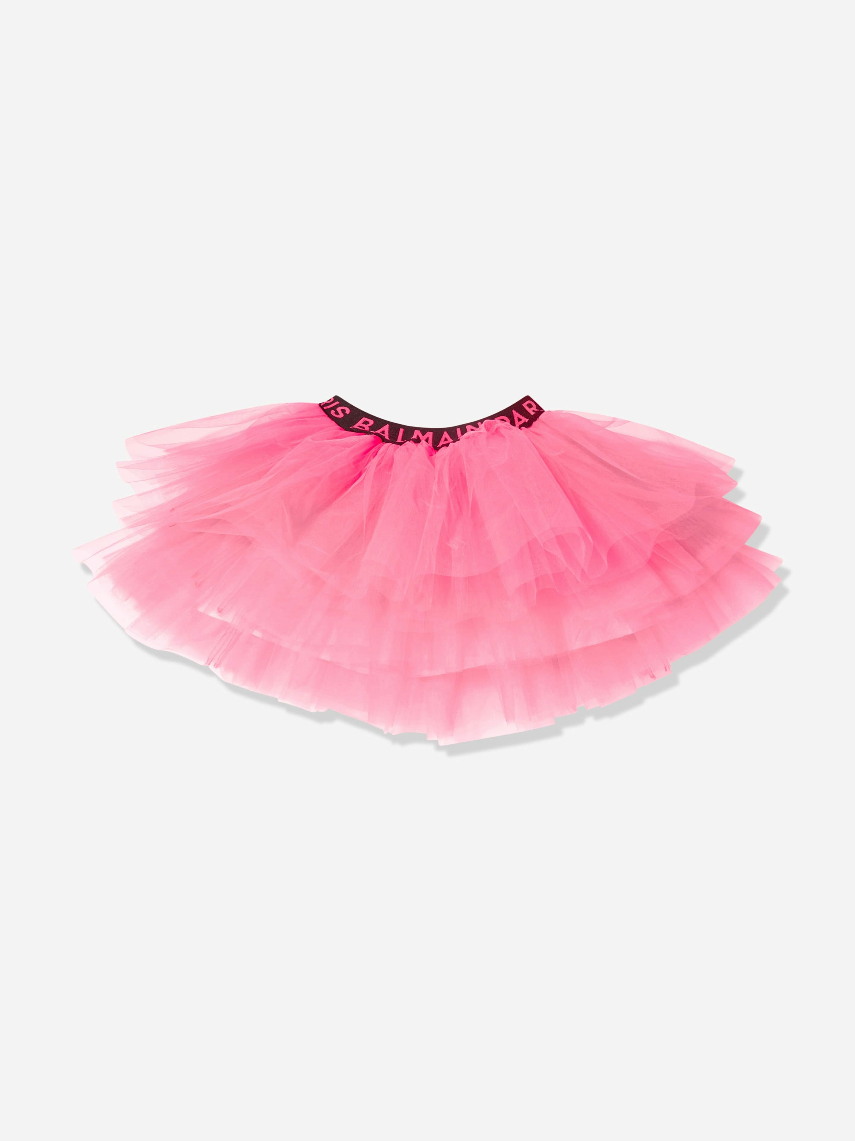 Balmain Girls Pink Tulle Skirt In - 13 Yrs