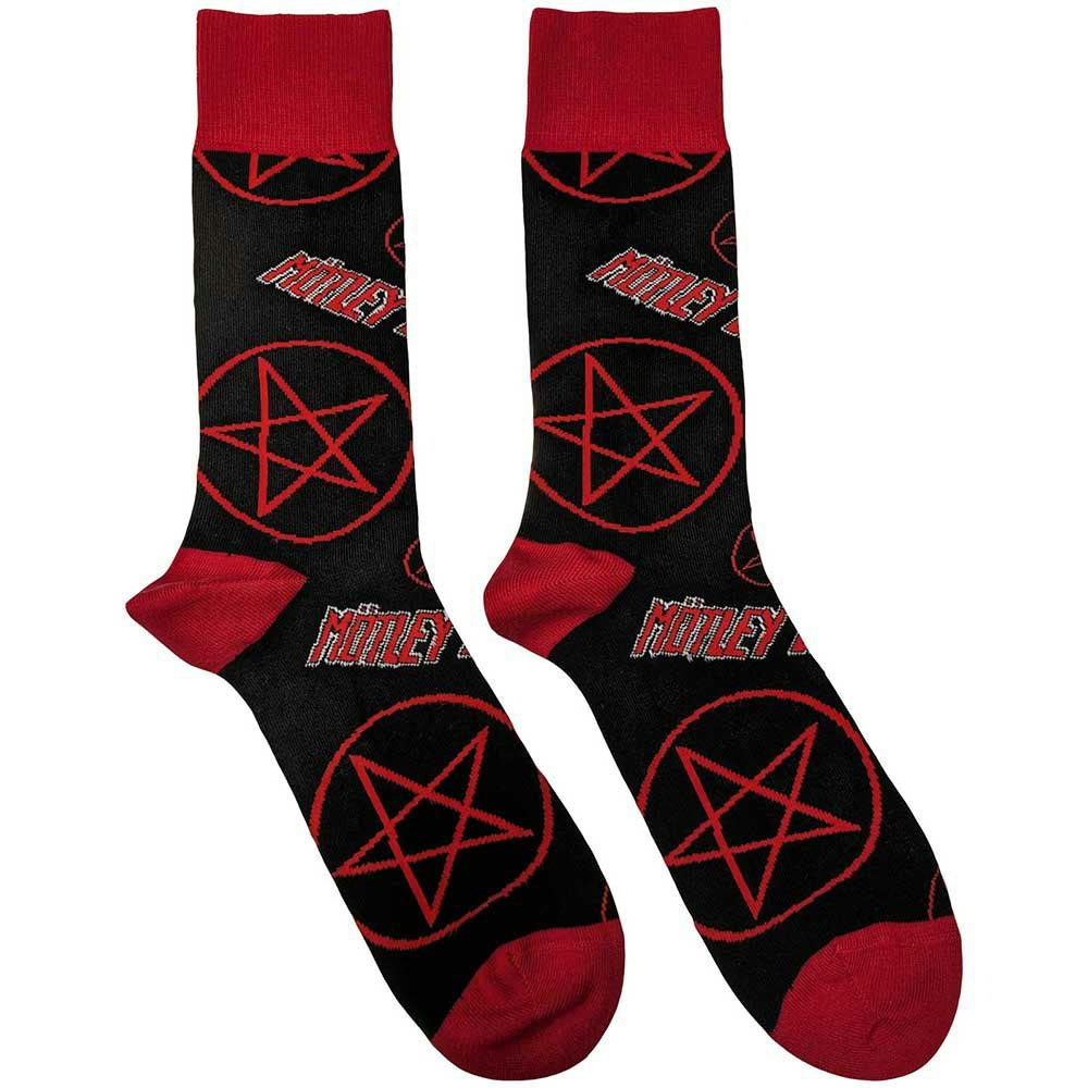 Paradiso Clothing Unisex Black Motley Crue Logos And Pentagrams Ankle Socks