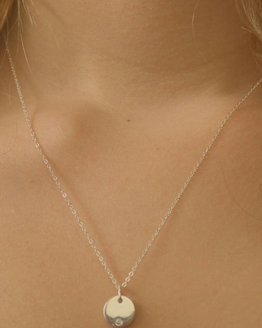 Elk & Bloom Silver Dainty Disc Necklace - Pendant Only - No Thank You