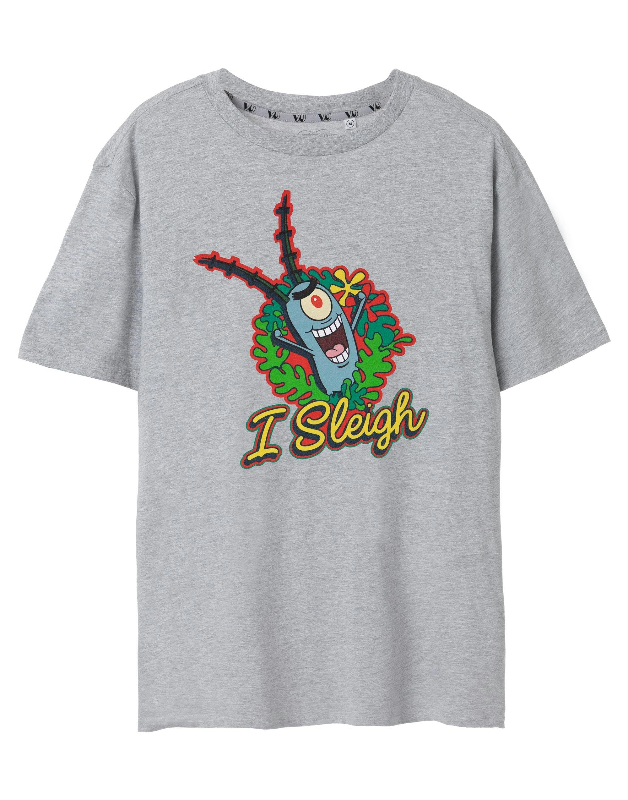 Vanilla Underground Women's Grey Spongebob Squarepants I Sleigh Short Sleeved T-Shirt - XXX-Large