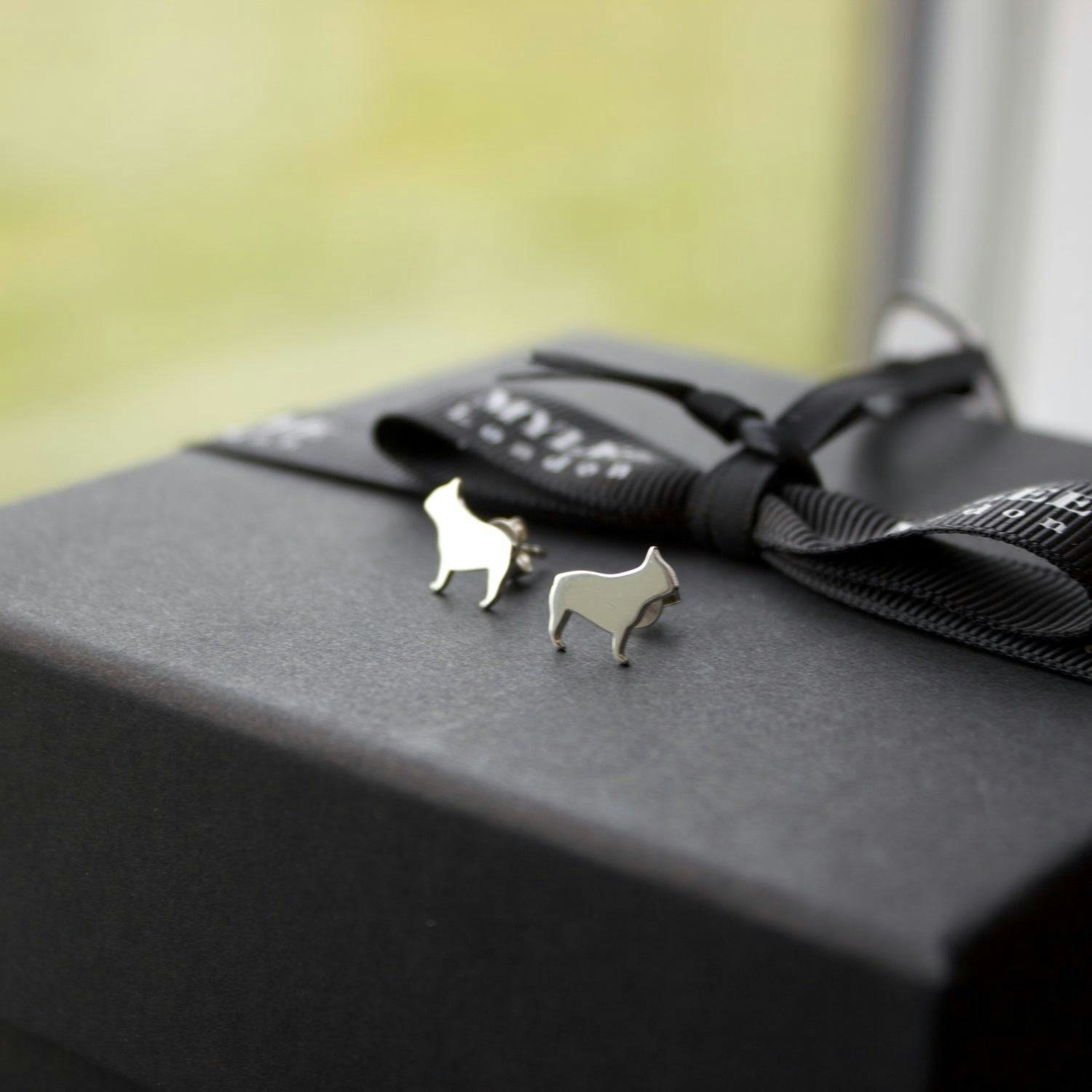 Mylee London Silver French Bulldog Stud Earrings - Yes