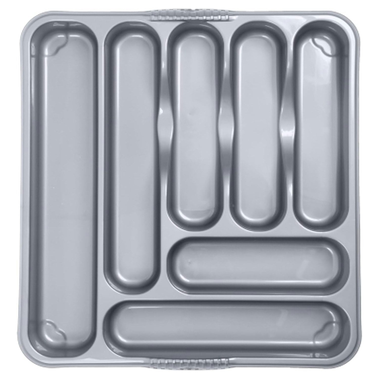 Rackhams Silver 7 Compartment Cutlery Tray Rack Holder For Drawer Organisation - 2 X