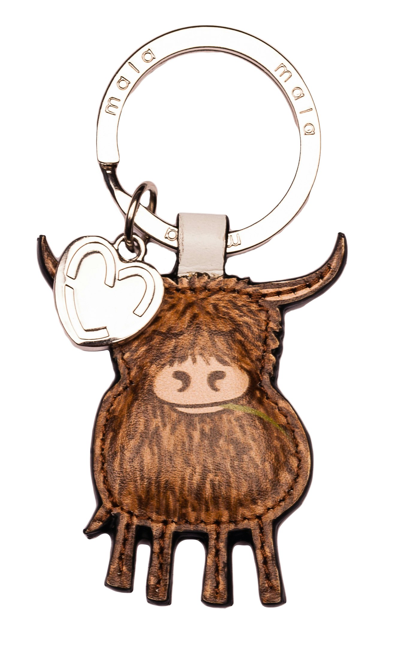 Mala Leather Brown Highland Cow Keyring – Premium Leather