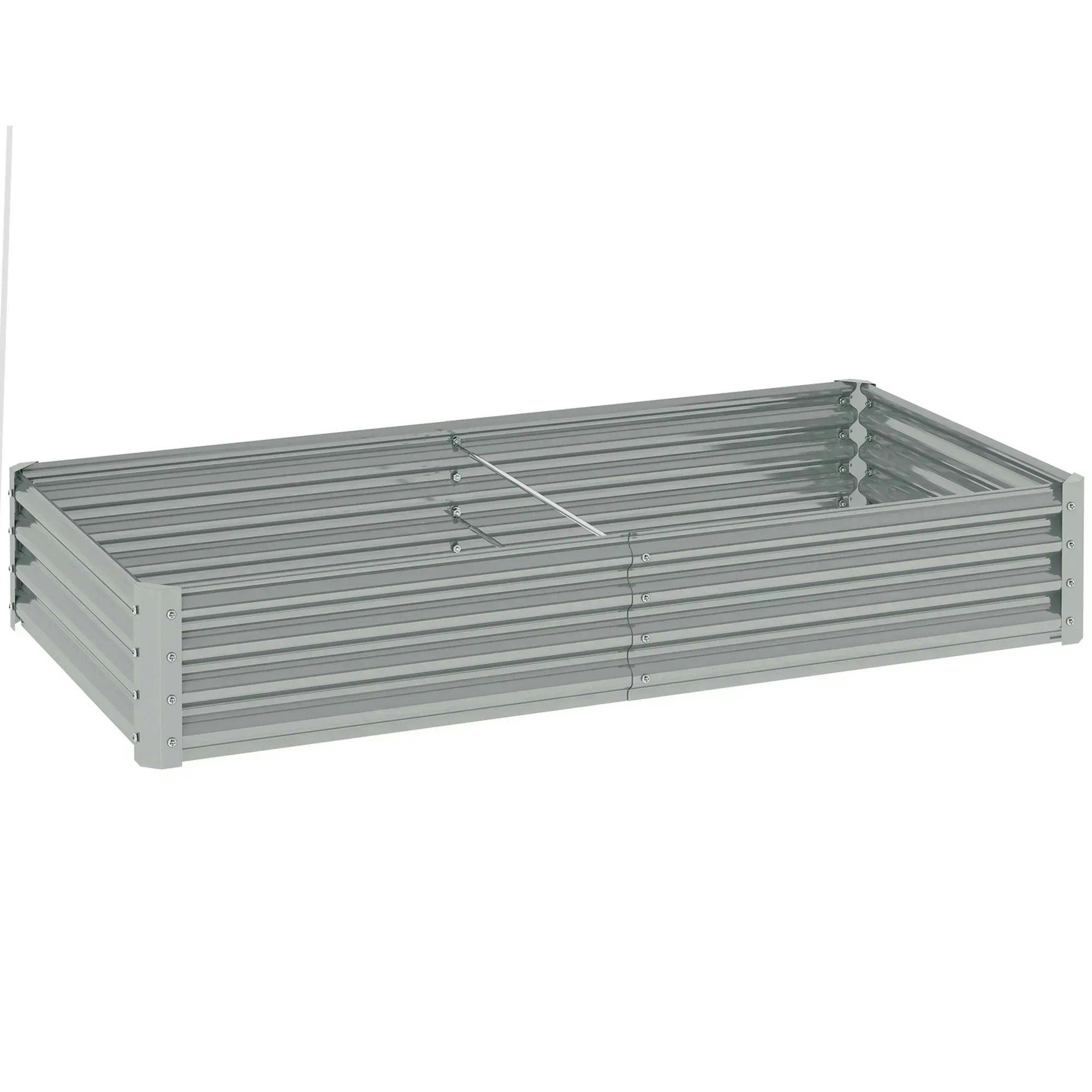 Outsunny Unisex Silver Galvanised Raised Garden Bed, 180X90x30cm Raised Bed, | Size: 180 X 90 X 30 Cm - Image 7