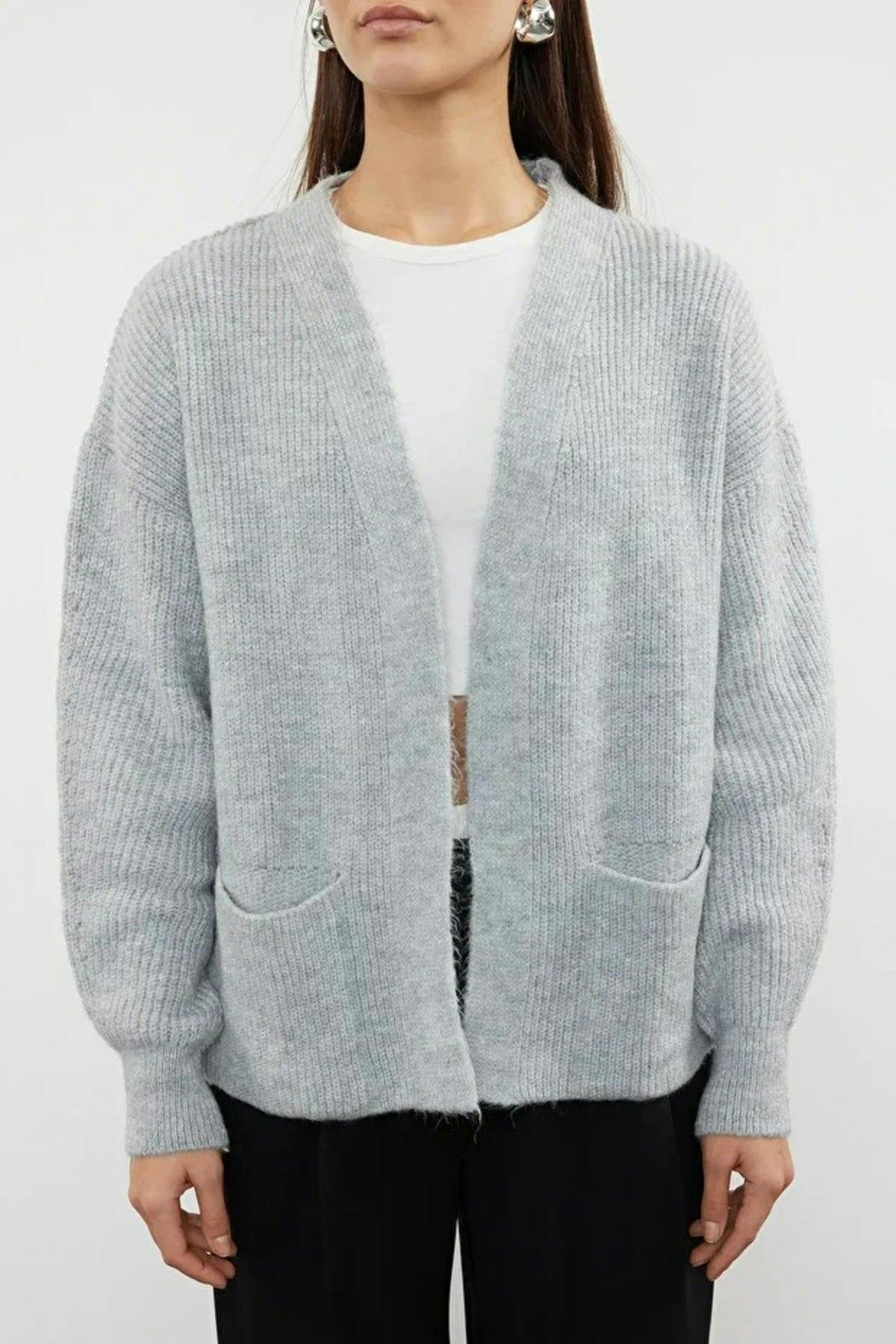 Wovcor Soft Textured Pocket Detailed Knit Cardigan - Khaki - M