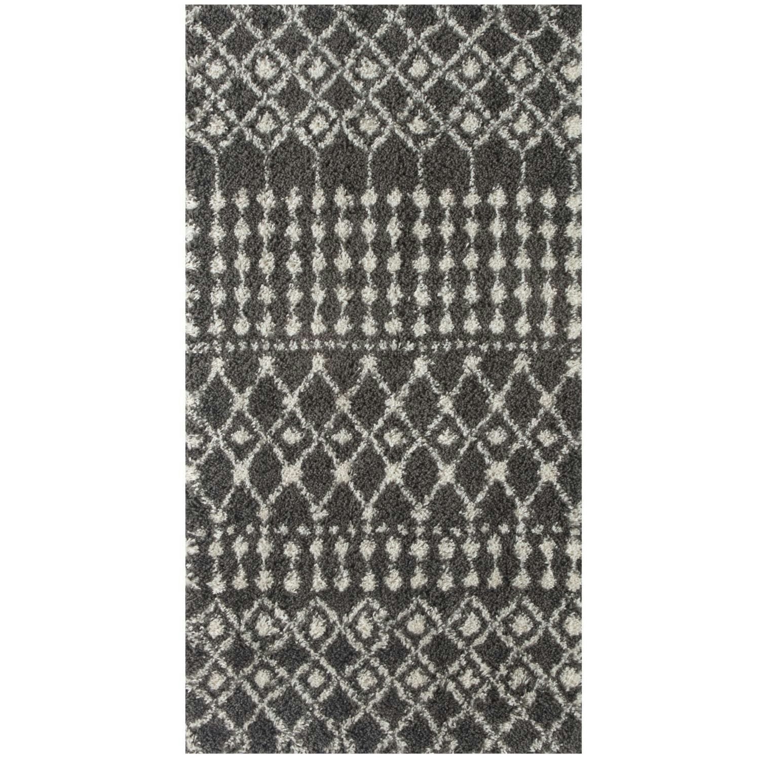 Rackhams Dark/Grey Moroccan Shaggy Rug | 1040 - 80X150 Cm