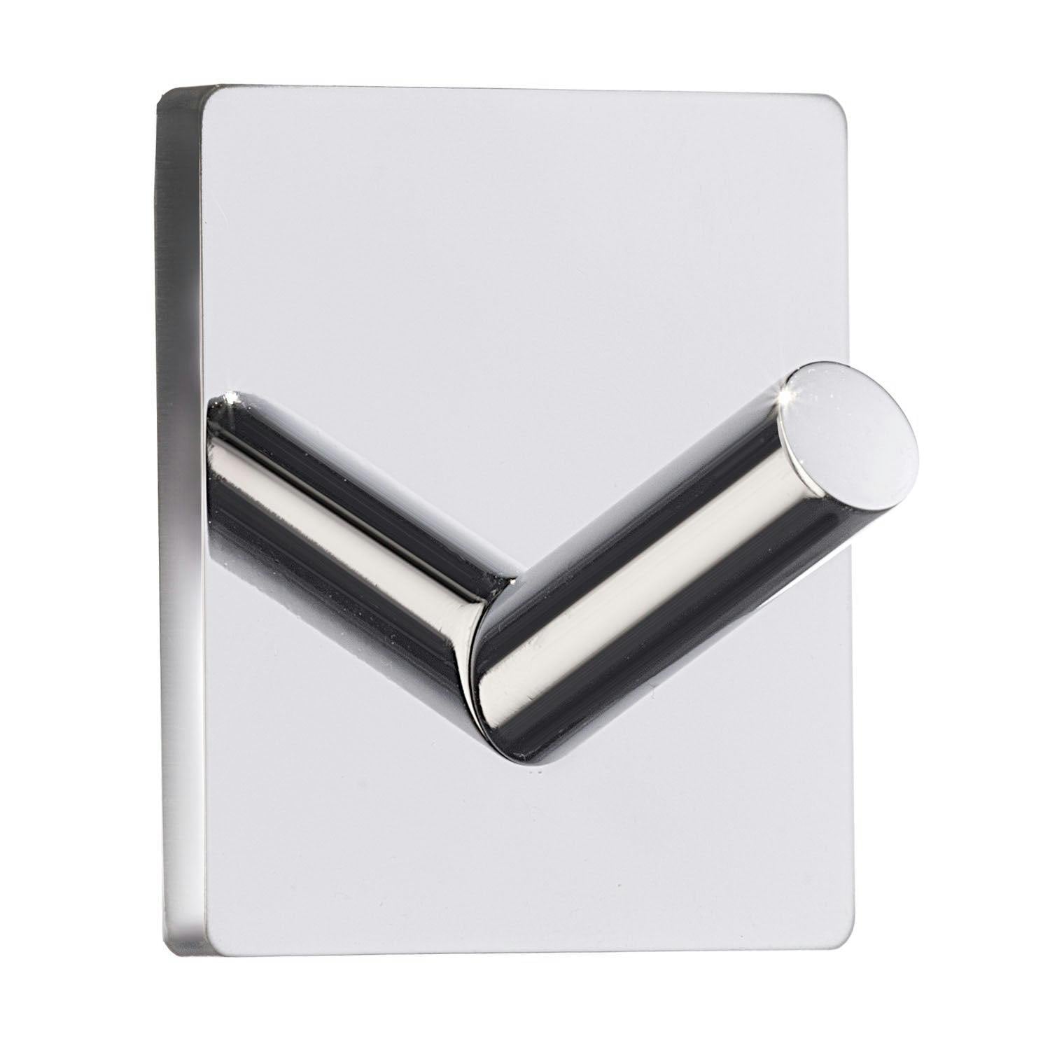 Rackhams Chrome Stainless Steel Single Towel Hook (30 X 30Mm) Self Adhesive Bathroom Wall Mounted
