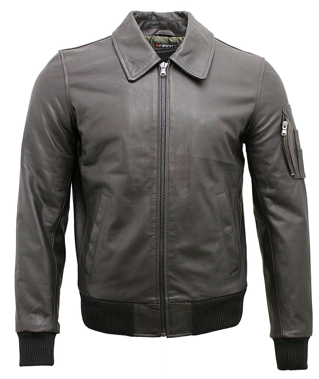 Infinity Leather Men's Brown Cowhide Analine Leather A2 Us Airforce Bomber Jacket - Uk 4XL | Eu 58 | Us 48