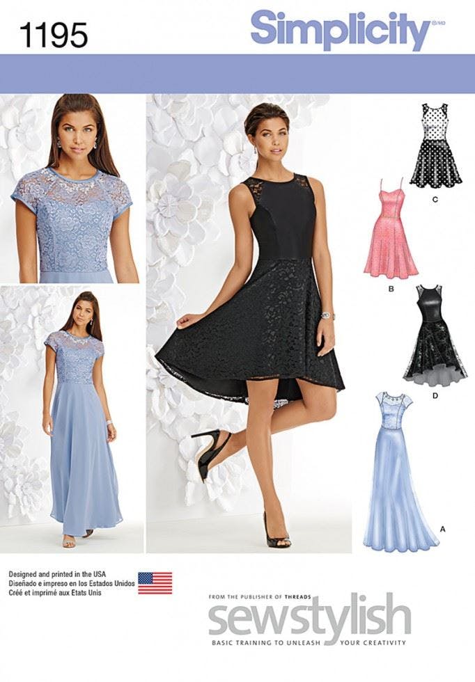 Simplicity Women's Sewing Pattern 1195, Dresses For D5 (4-6-8-10-12) - Intermediate - P5 (12-14-16-18-20)