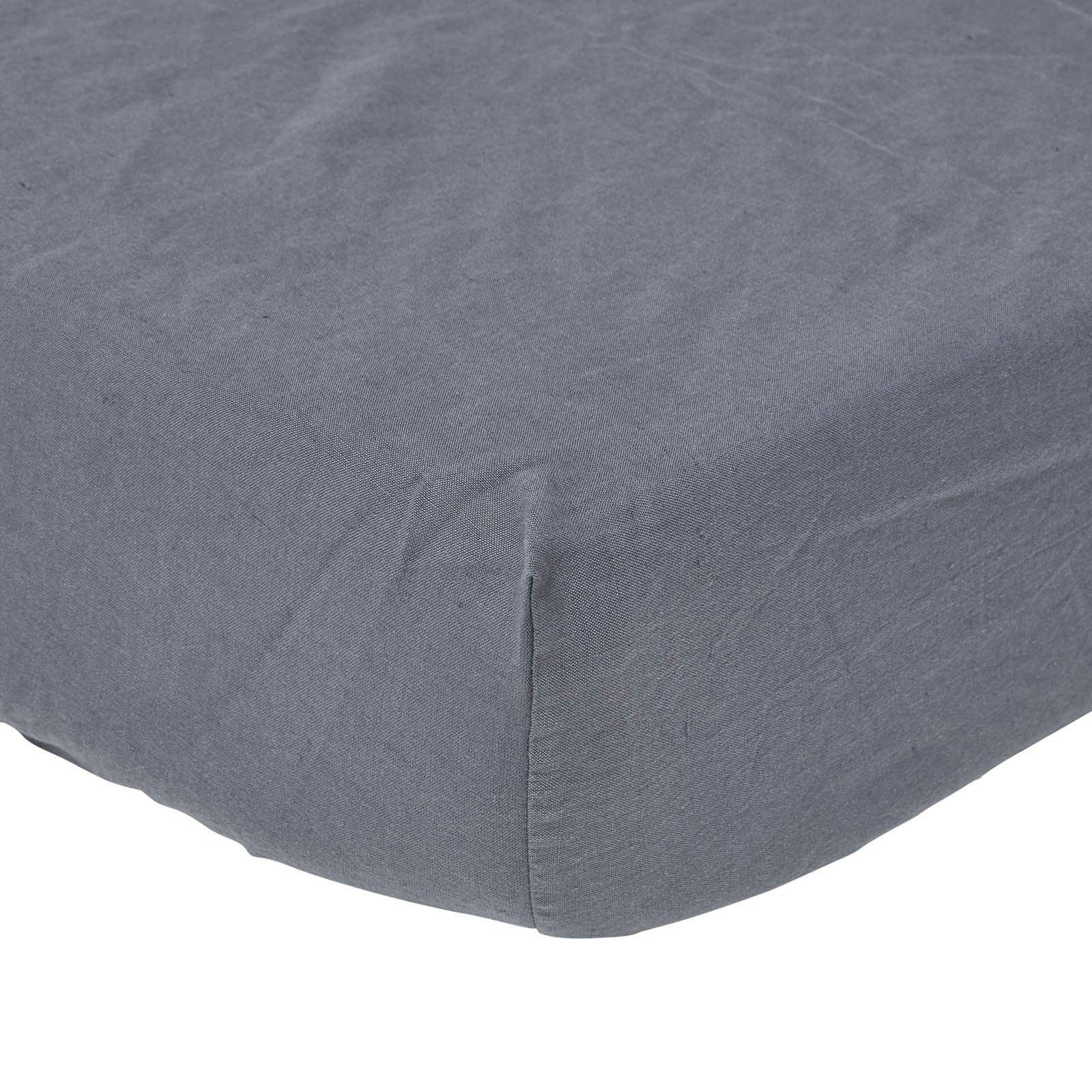 Rackhams Dark/Grey French Flax Linen Fitted Sheet – 46 Cm Extra Deep - Single