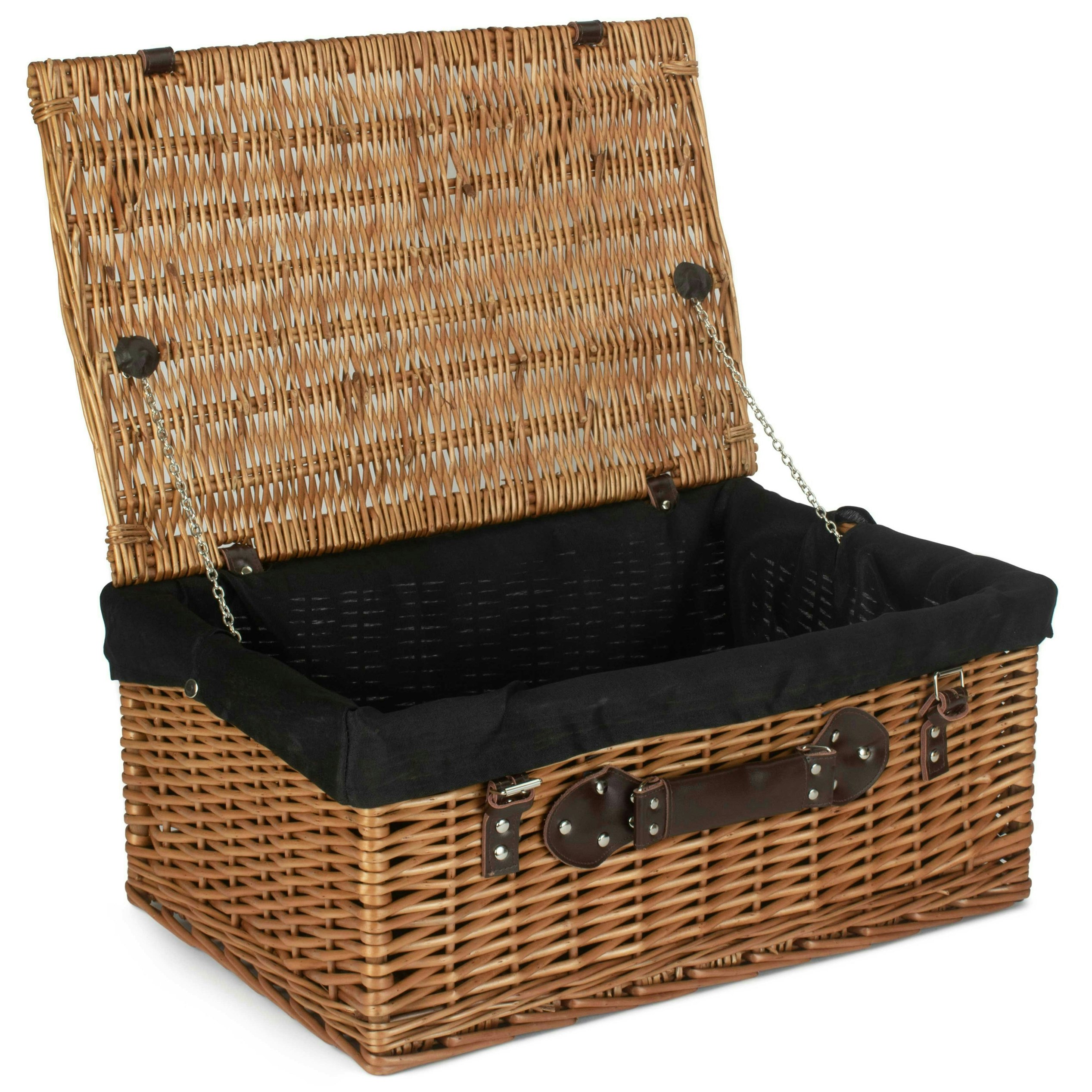 Red Hamper Red/Black Hamper 56Cm Double Steamed Wicker Picnic Basket