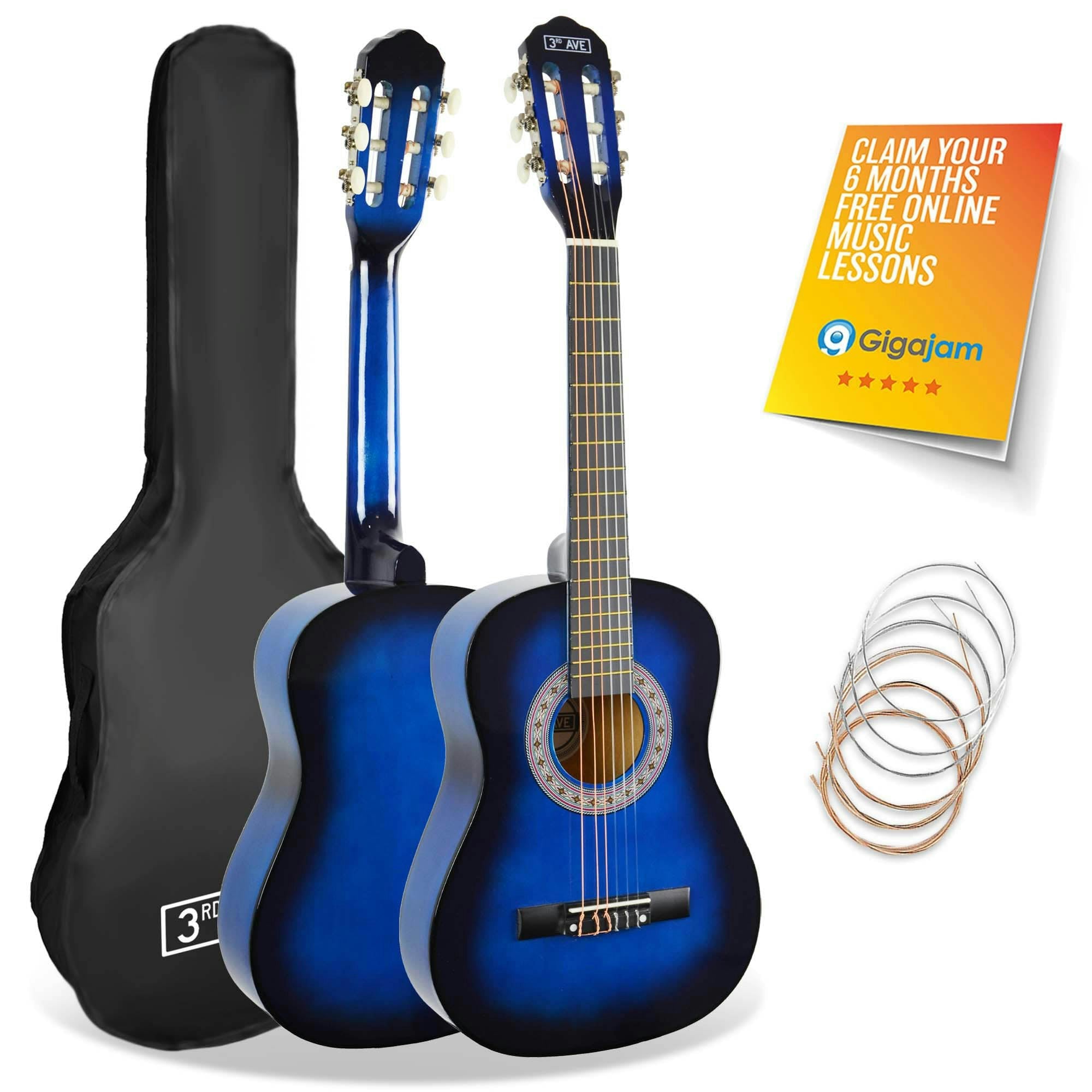 3rd Avenue Classical Guitar - 3/4 Size - Blueburst - Nylon Strings - Image 6