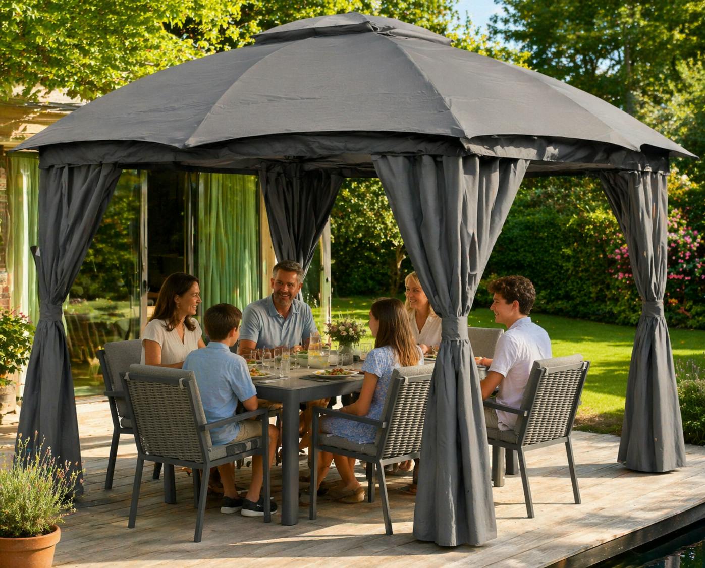 Glendale Abbey 6-Seater Garden Dining Set | Free Gazebo Rio Included
