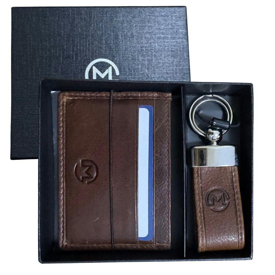 Mala Leather Men's Brown ’S Gift Set – Leather Card Holder & Matching Keyring