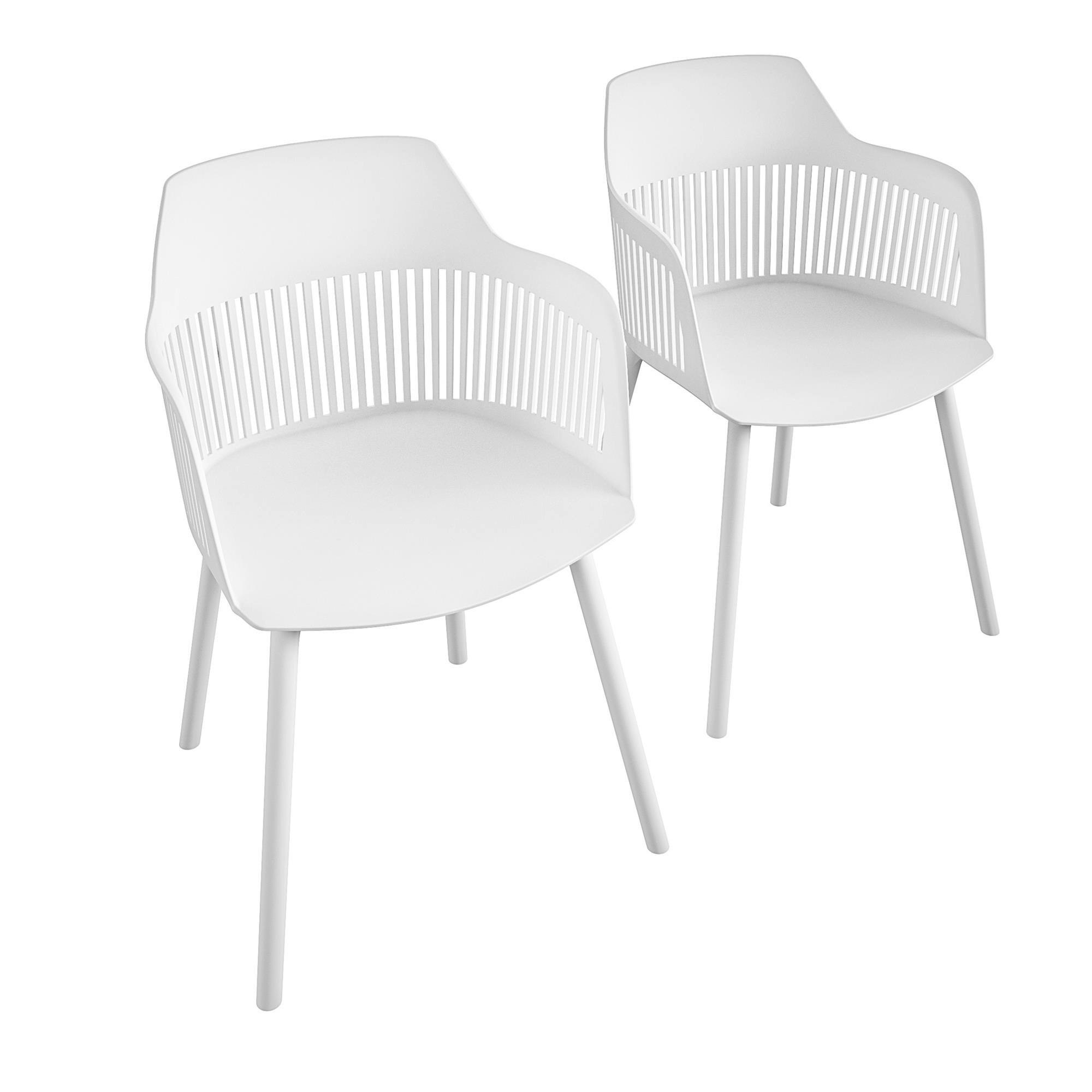 Rackhams White Cl Camelo Resin Chairs 2Pk With Open Back In
