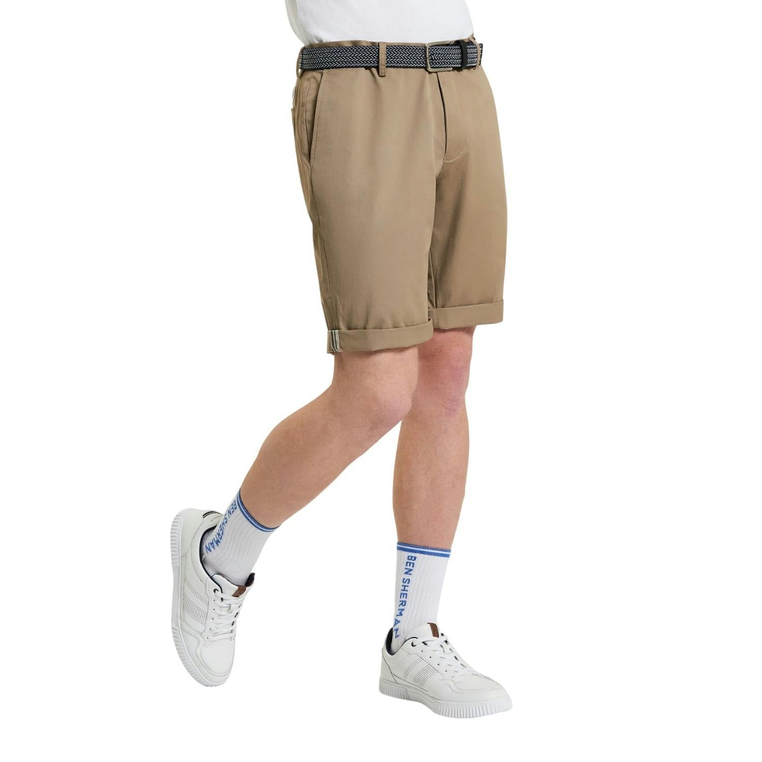 Ben Sherman Men's Signature Chino Shorts - Stone - 32R - Stone - 98% Cotton/2% Elastane
