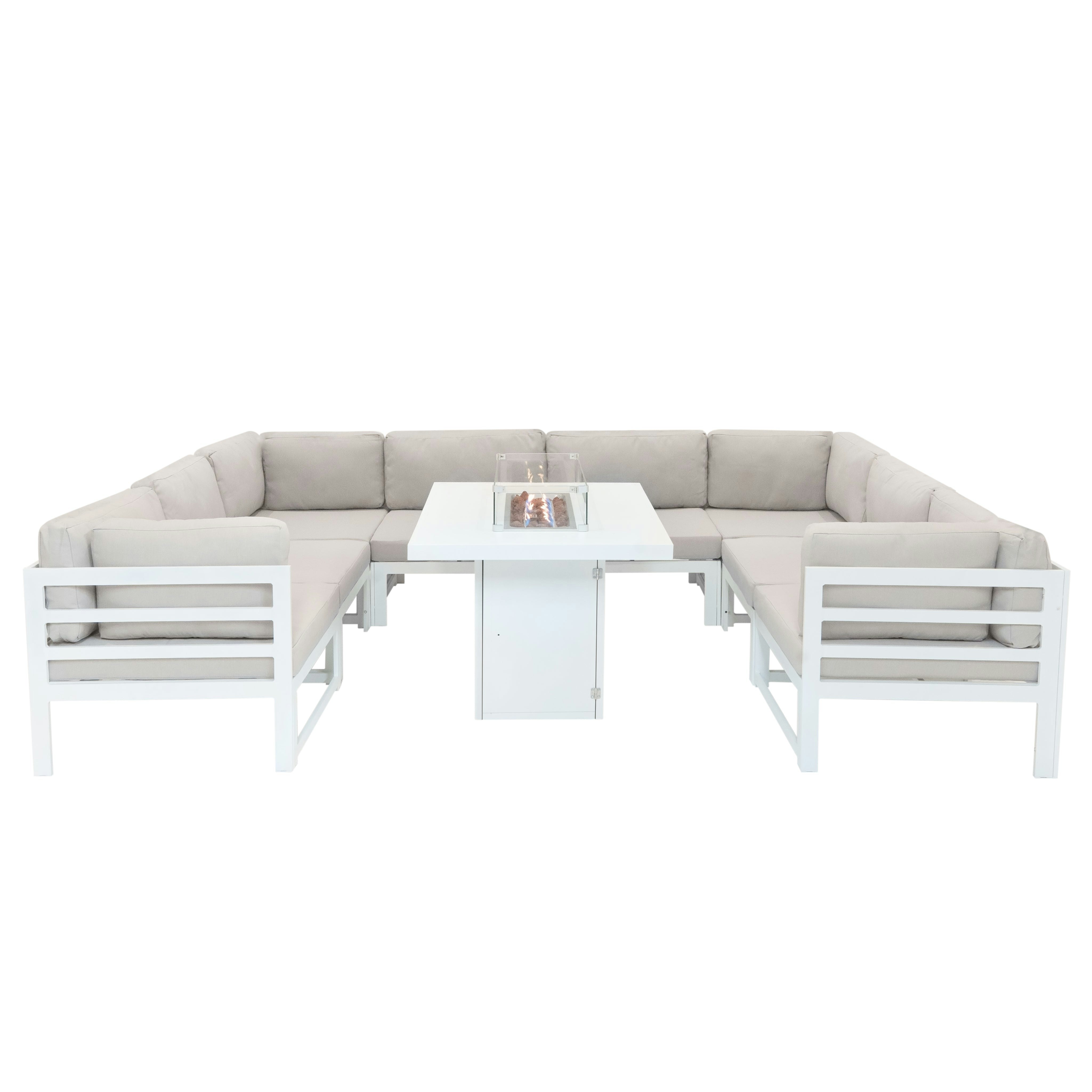 Rackhams White Modular Garden Furniture Set With Fire Pit