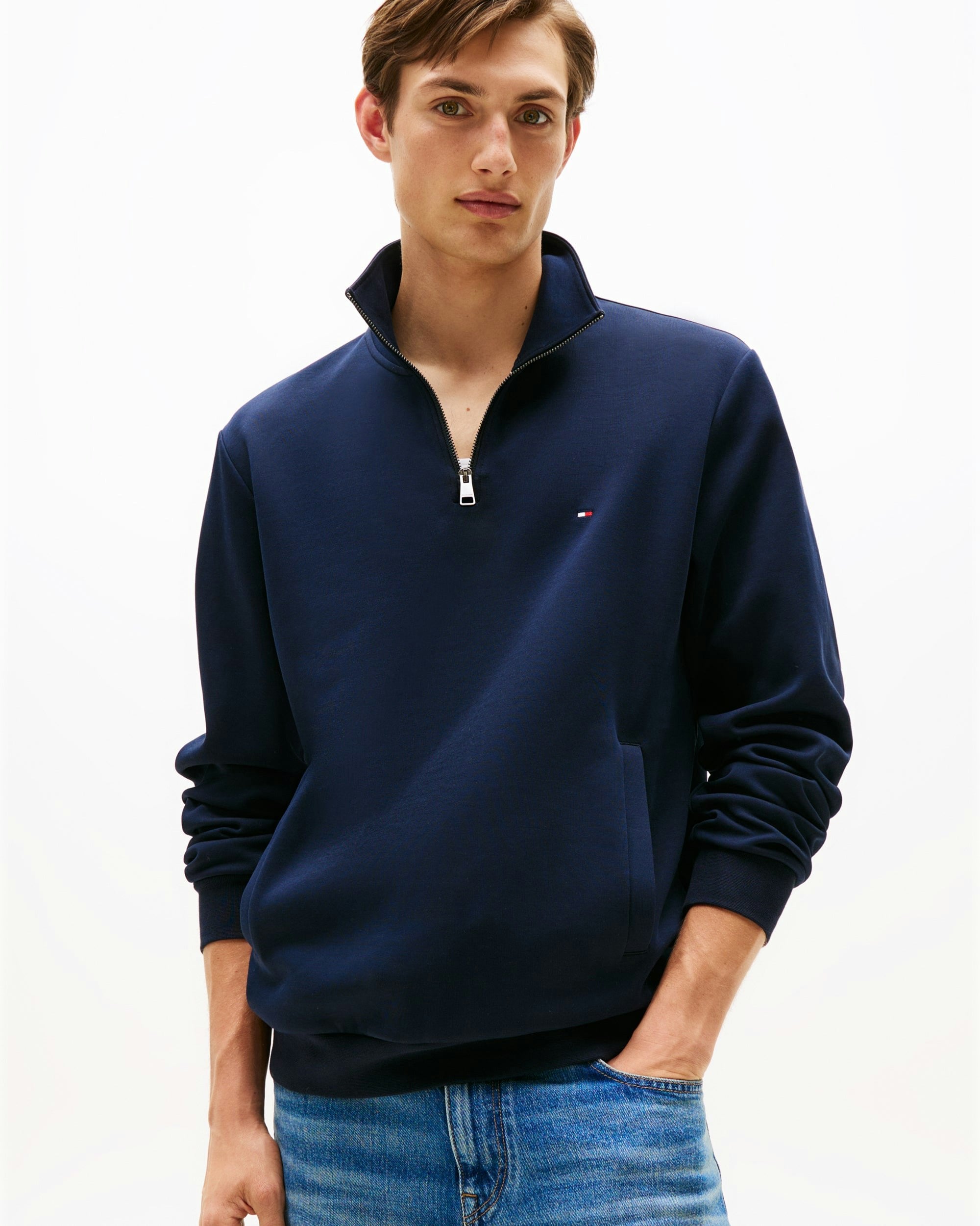 Tommy Hilfiger Blue Essential Intechno 1/4 Zip Sweatshirt - Navy - L - Image 5