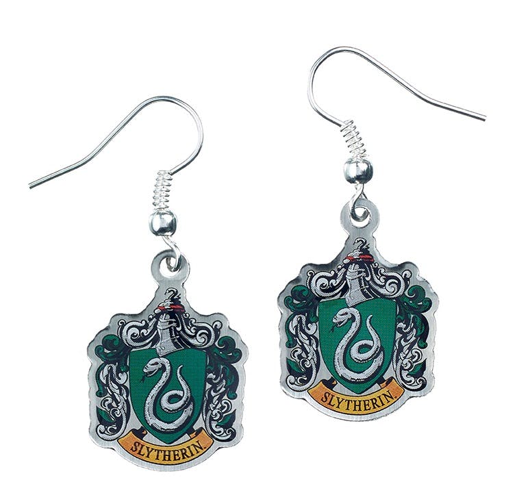 The Carat Shop Silver Harry Potter Slytherin Crest Drop Earrings