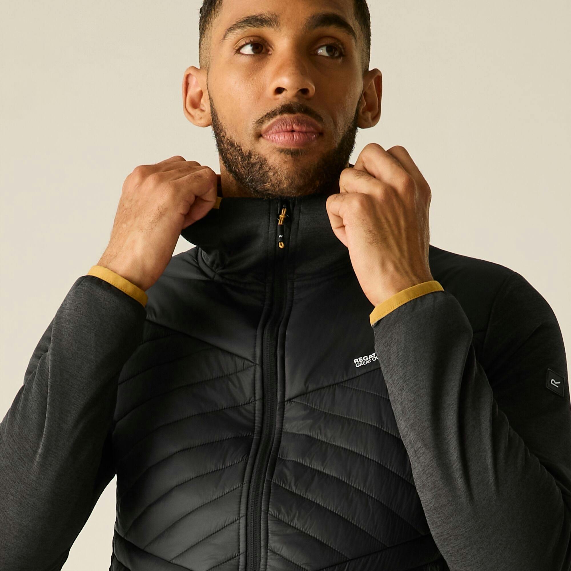 Regatta Men's Black/Brown Andreson Marl Hybrid Jacket - /Wood - M - /Wood - 100% Polyamide