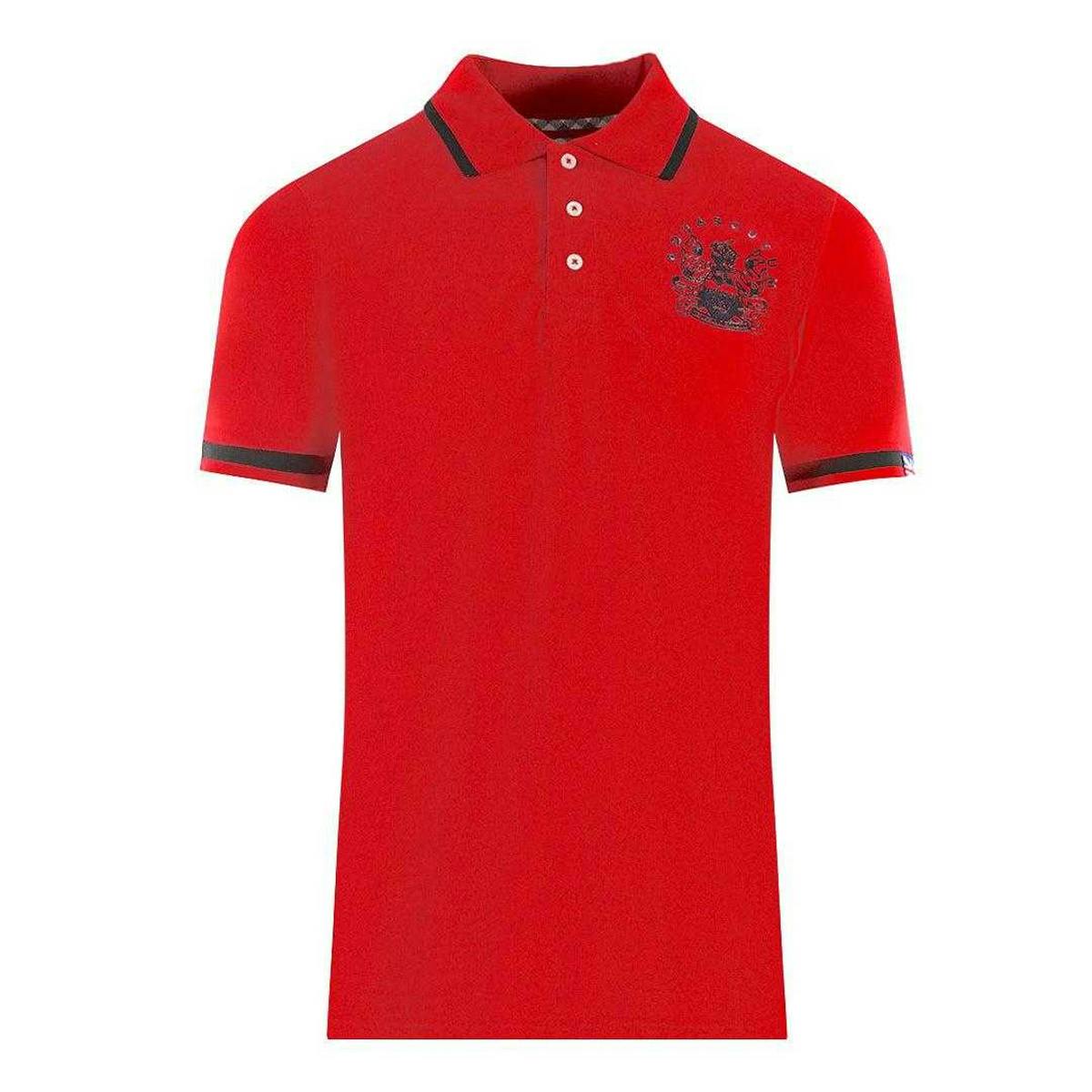 Aquascutum Unisex Red Adult Aldis Tipped Polo Shirt - S