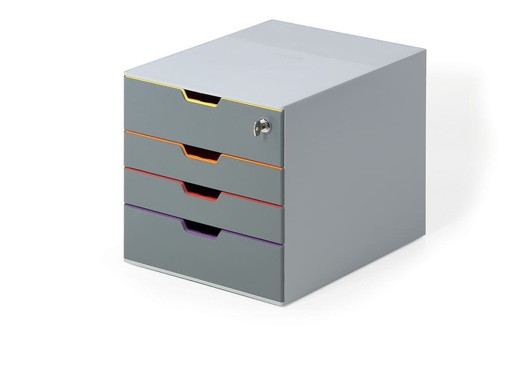 Rackhams Varicolor Safe 4 Drawer Lockable Gdpr Colour Coded Desktop Storage | A4+