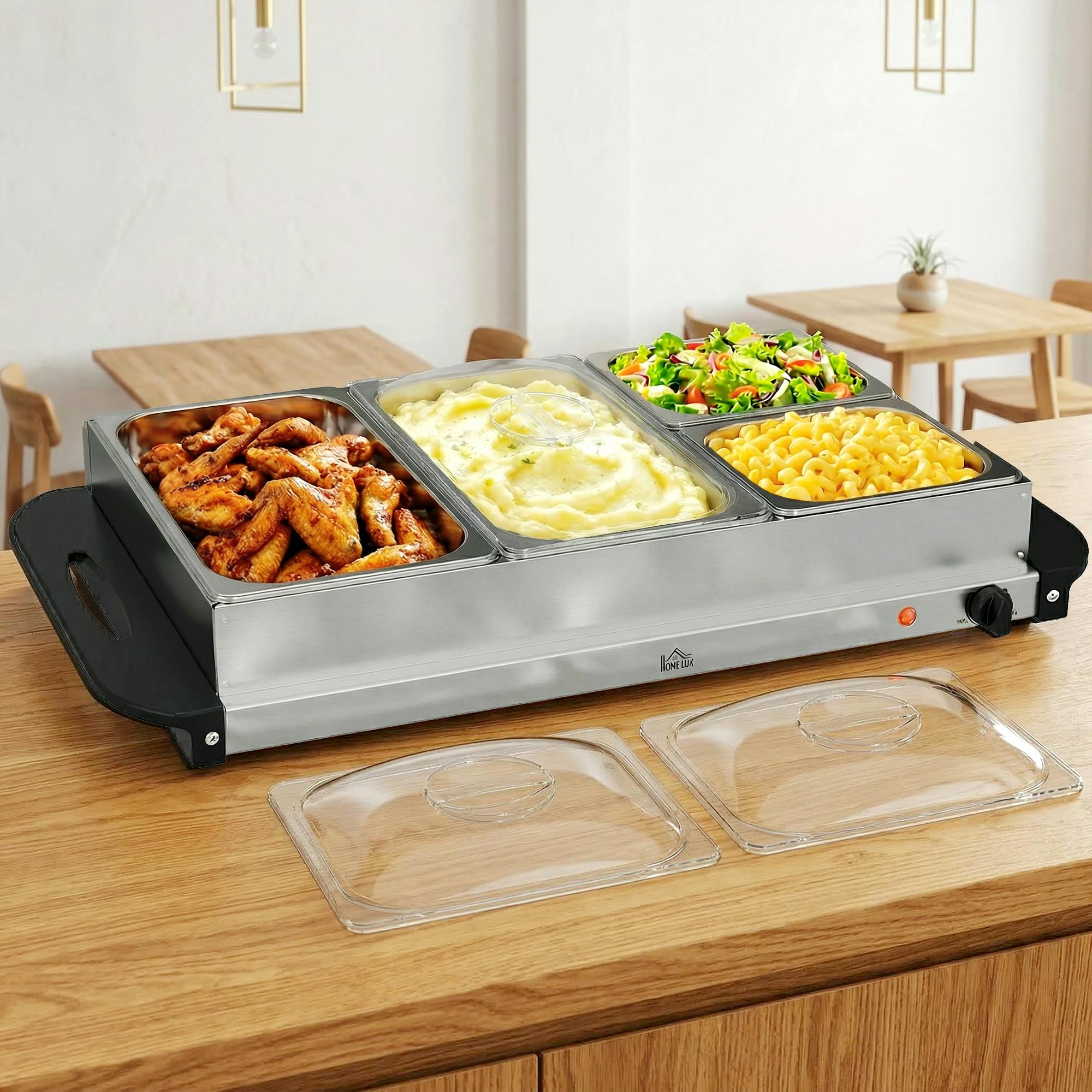 Homcom 4 Tray Electric Food Warmer Buffet Server Adjustable Temp