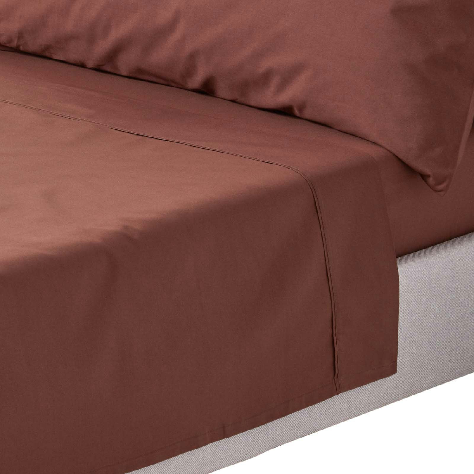 Rackhams Crisp & Cool 200 Tc Egyptian Cotton Percale Flat Sheet - Chocolate - King