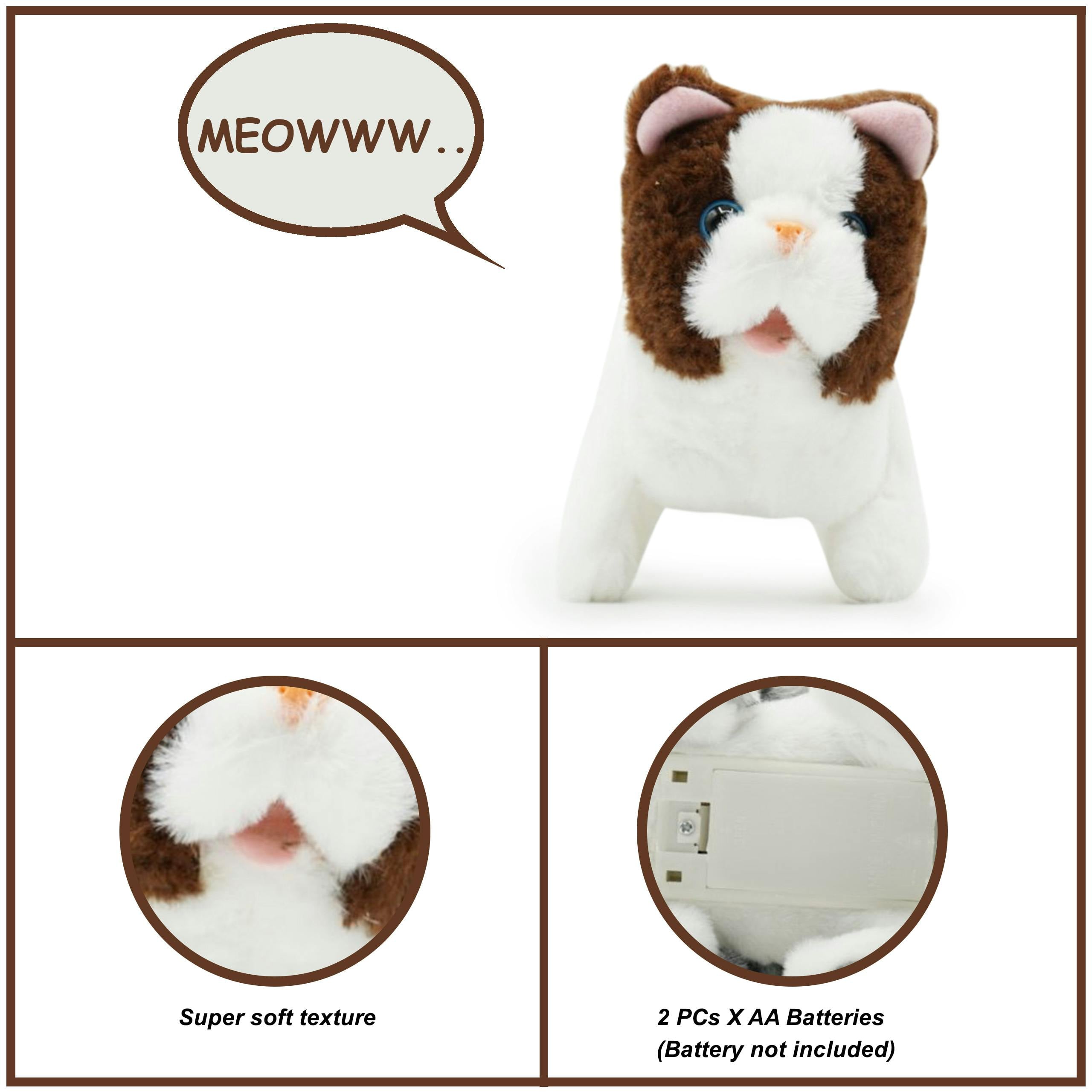 Pugs At Play White Bella Interactive Walking Cat Plush Toy - Fabric