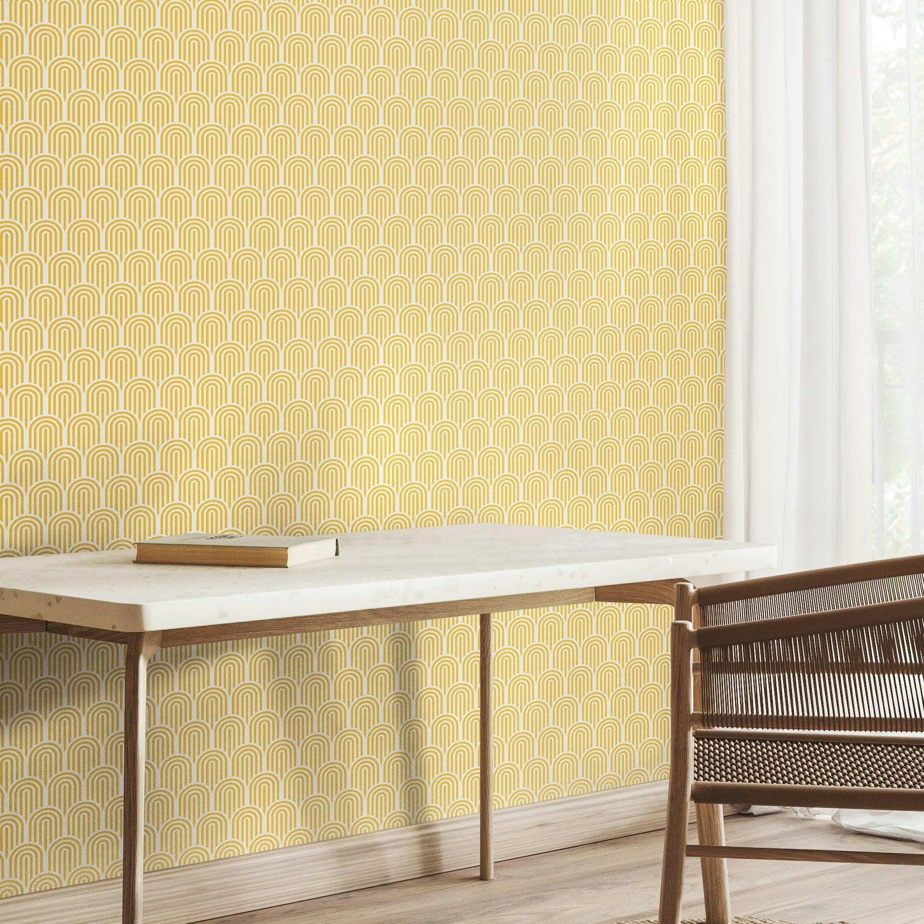 Hoopla Walls Yellow Retro Arch - 10M Wallpaper