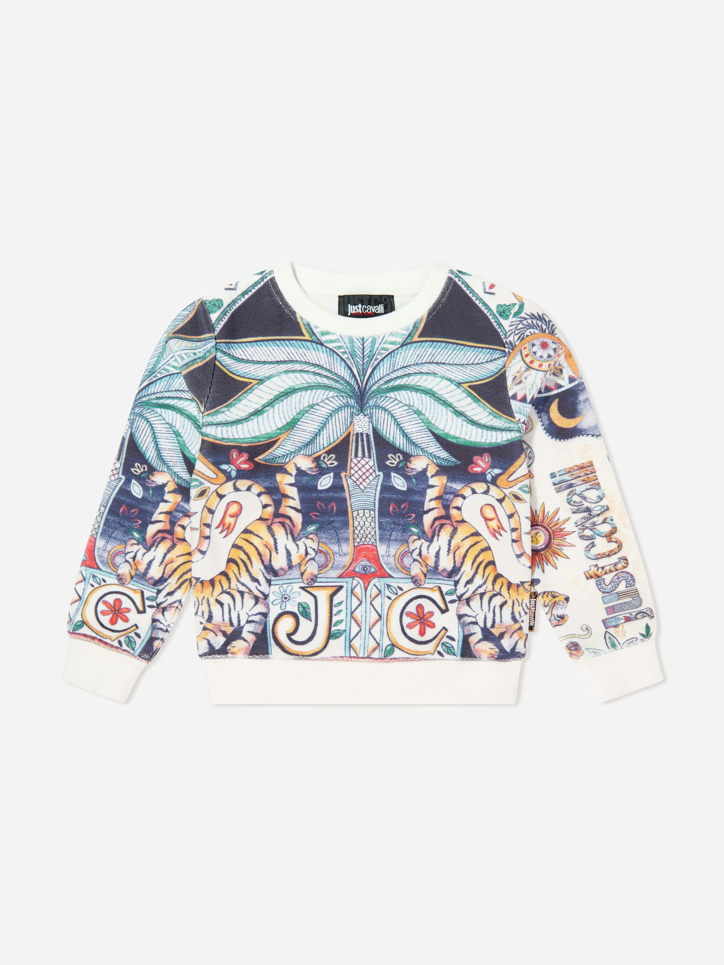 Just Cavalli Kids India Digital Sindri Sweatshirt In Multicolour - Multicoloured - 5 Yrs