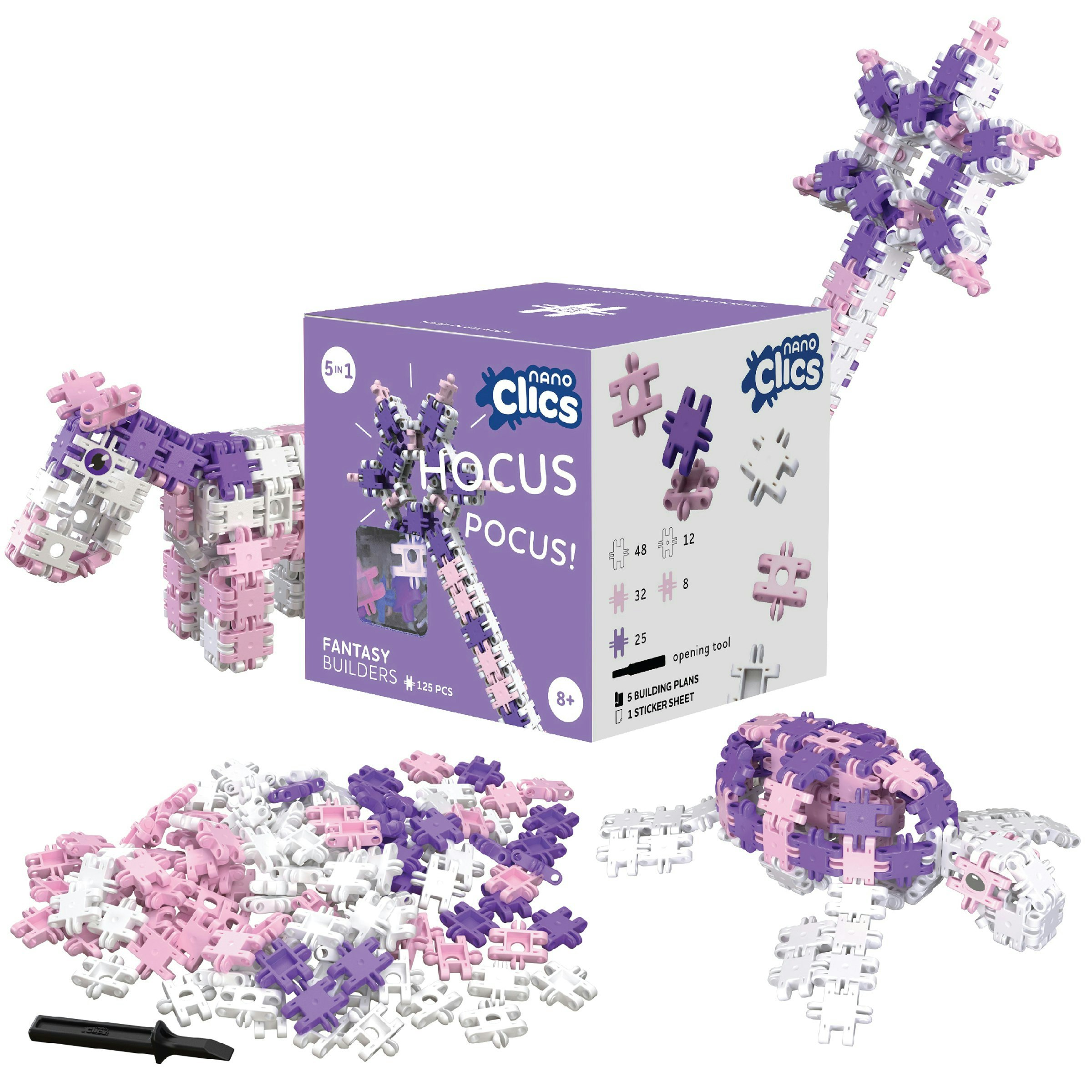 Clics Pink/Purple/White Nano Fantasy Builder - 125 Pieces