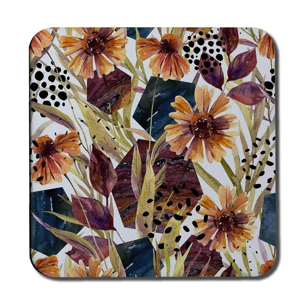 Benjamin Tate Design Autumn Geometric Flowers (Coaster)
