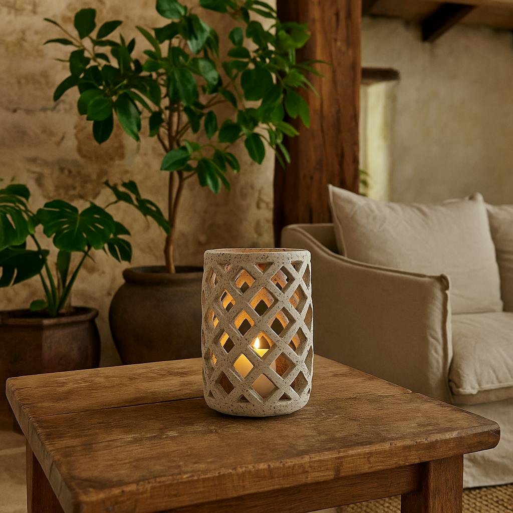 Rackhams Grey Stone Effect Hurricane Lantern
