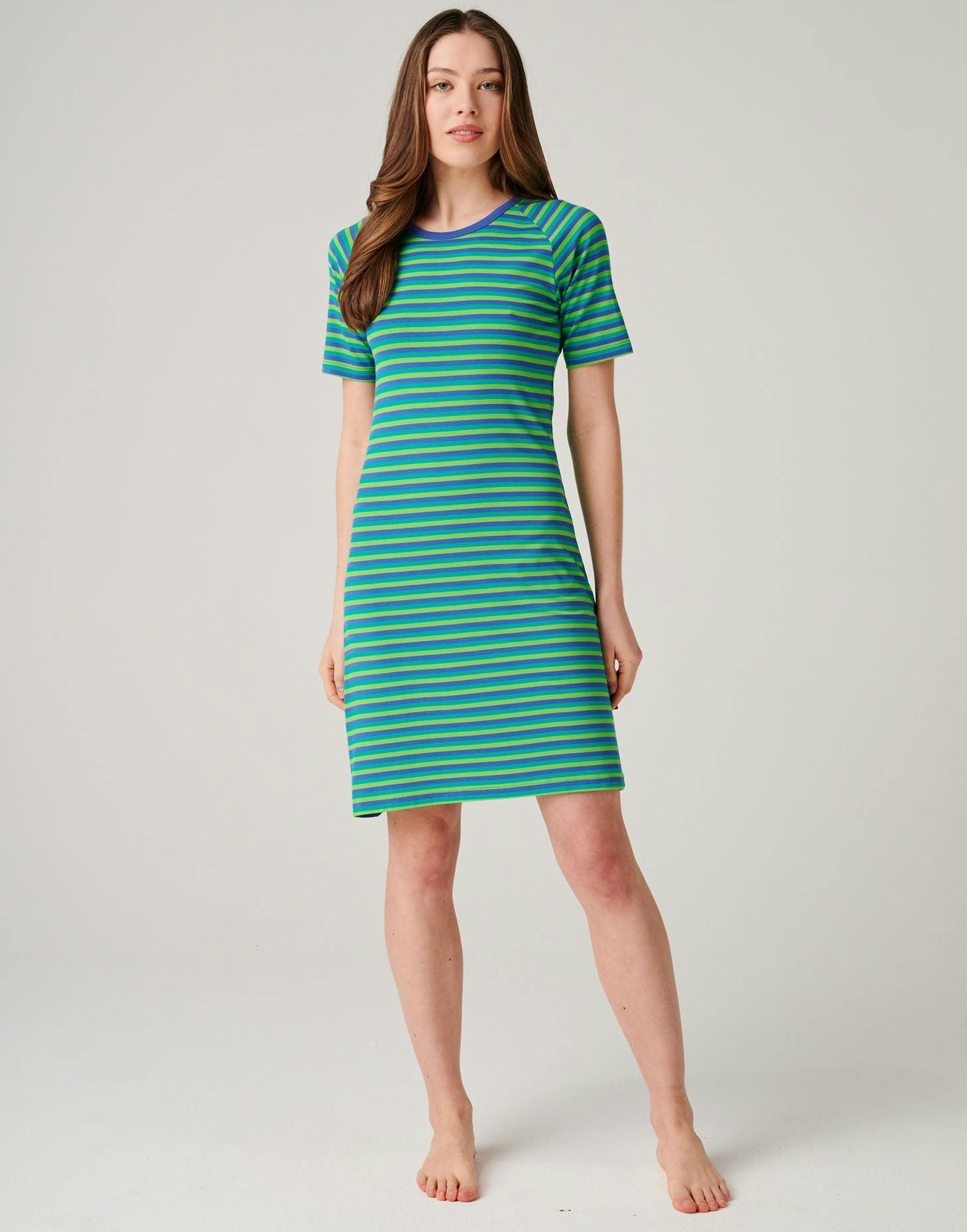 British Boxers Women's Green/Blue Bamboo Short Sleeve Nightdress – Sunny St Ives - 4X-Large