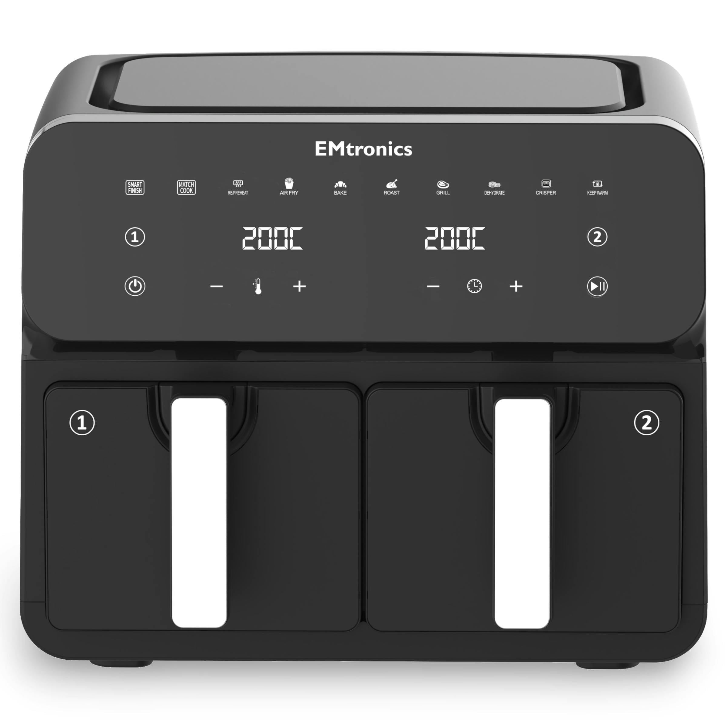 Emtronics Black Dual Air Fryer 8 Litre