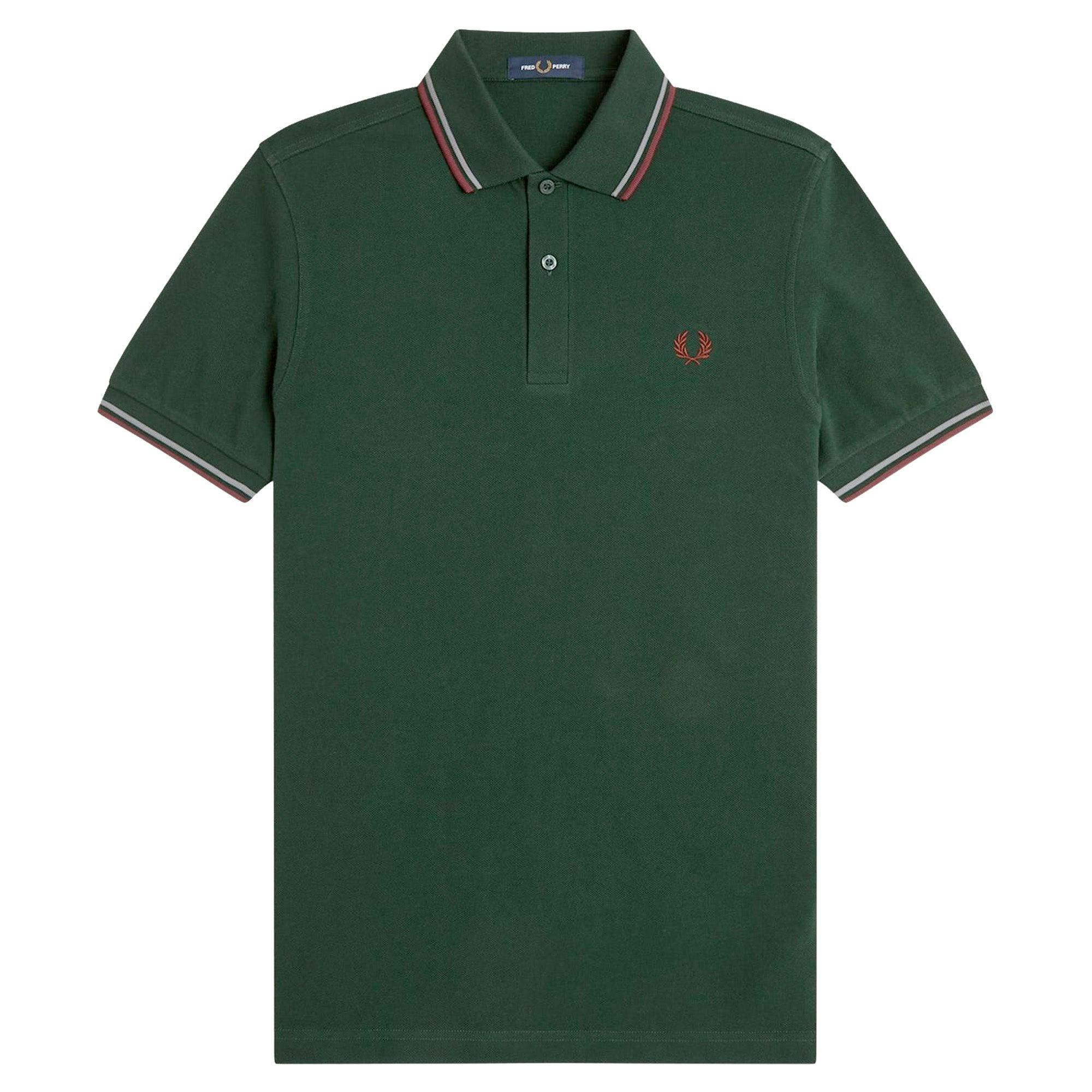 Fred Perry Twin Tipped Polo Shirt - Grassroots/Oxblood - Small