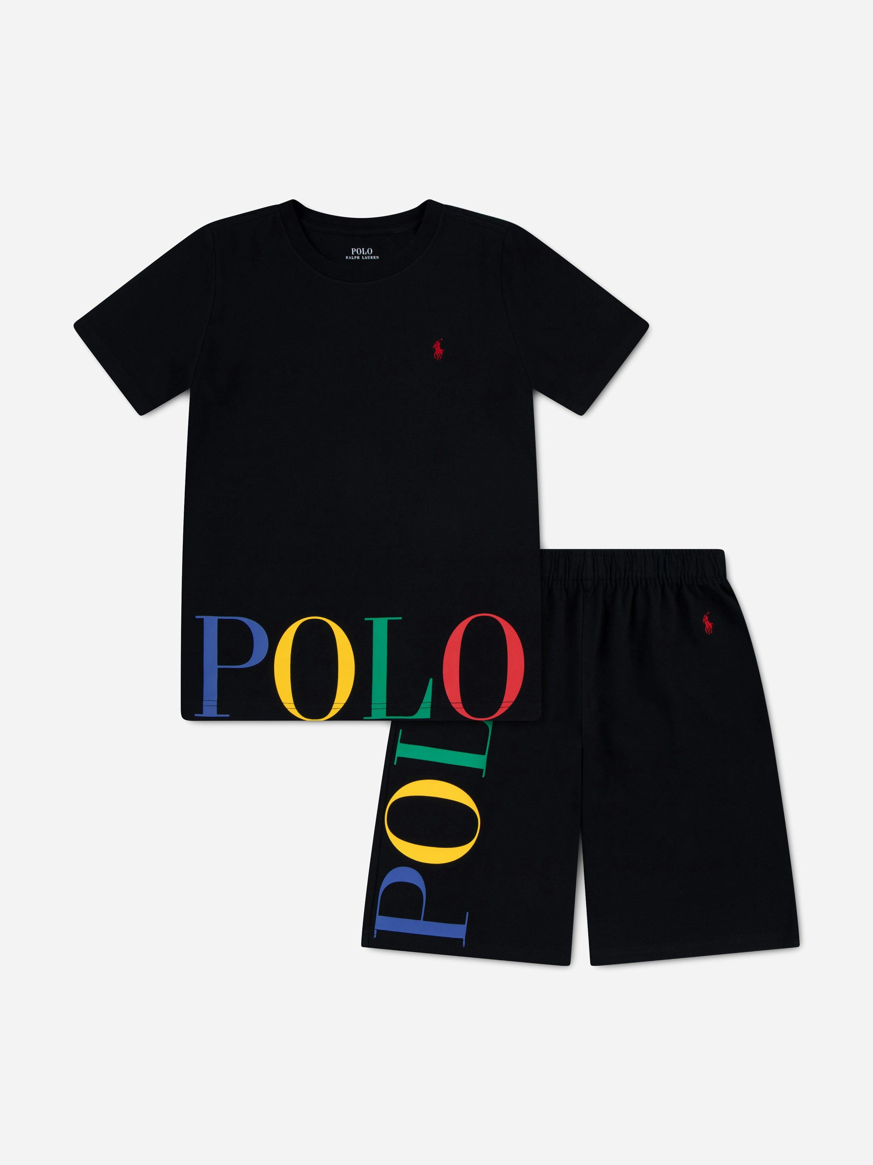 Ralph Lauren Kids Boys Black Ralph Lauren Polo Short Pyjama Set In - 7 Yrs