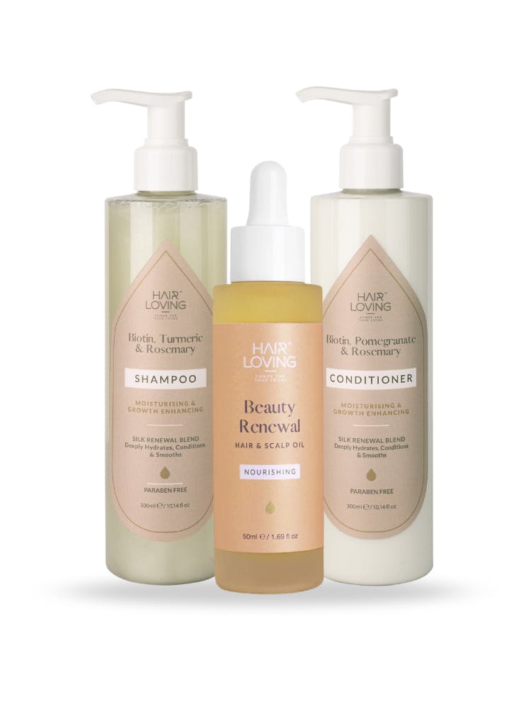 Hair Loving Silk Renewal Shampoo + Conditioner + Beauty Renewal Hair & Scalp Oil Combo Pack