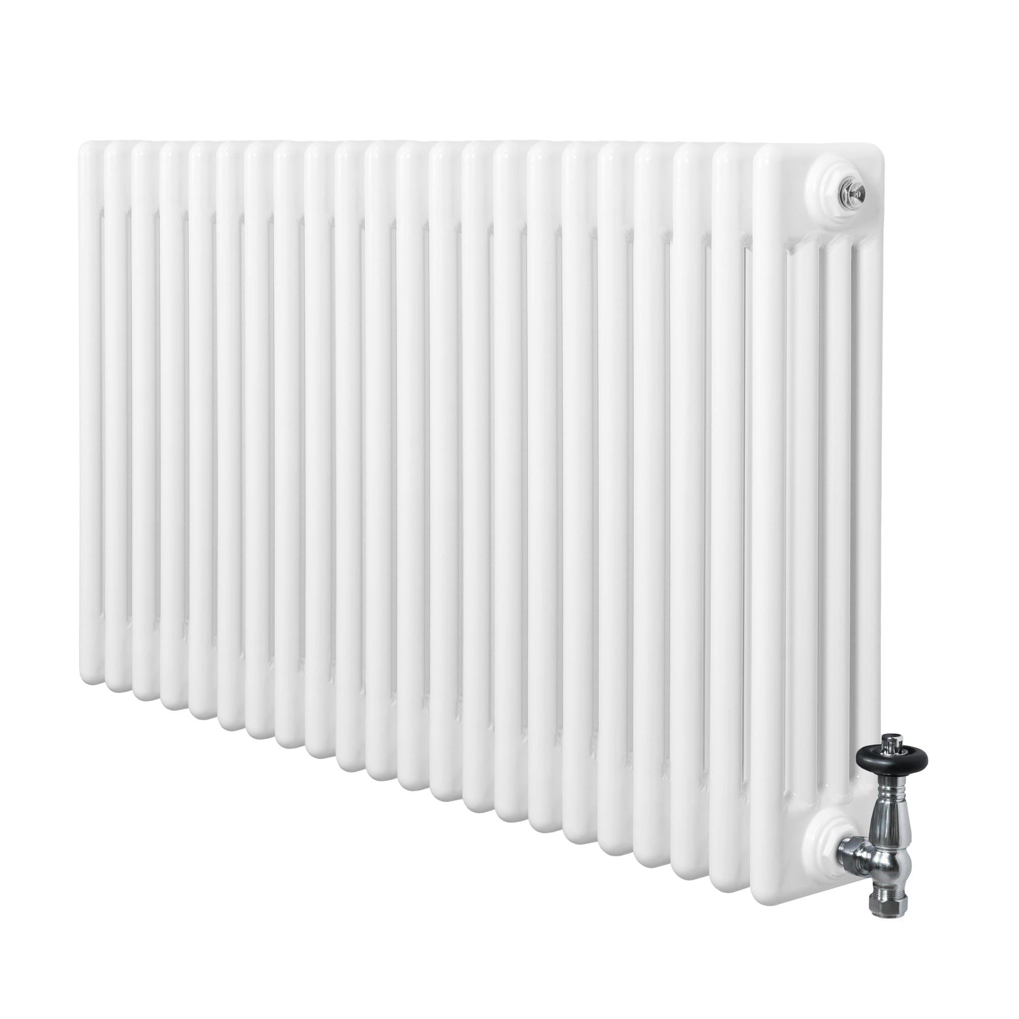 Monstershop White Traditional 4 Column Radiator & Valves - 600 X 1010Mm