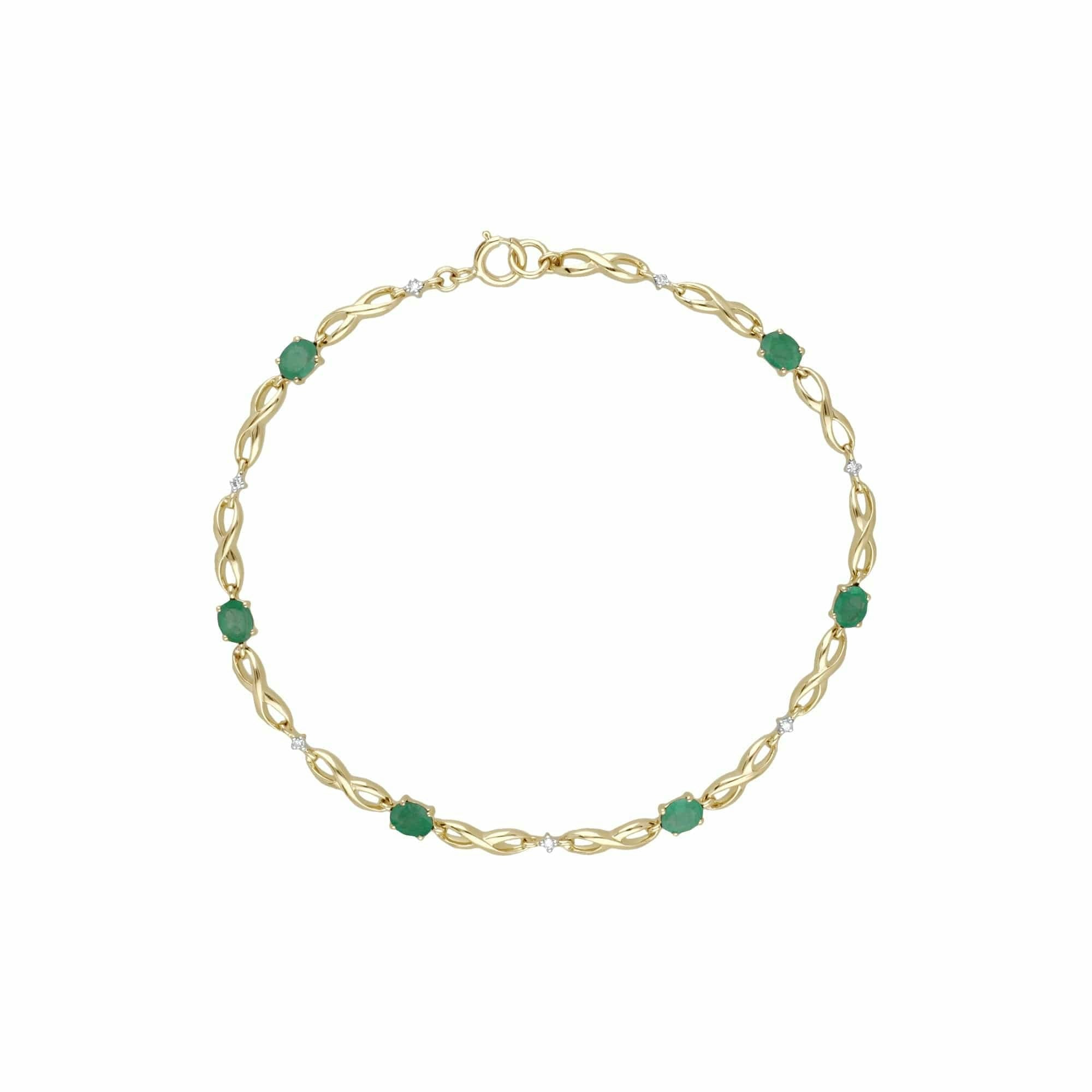 Gemondo Gold Infinity Luxe Emerald & Diamond Tennis Bracelet In 9Ct