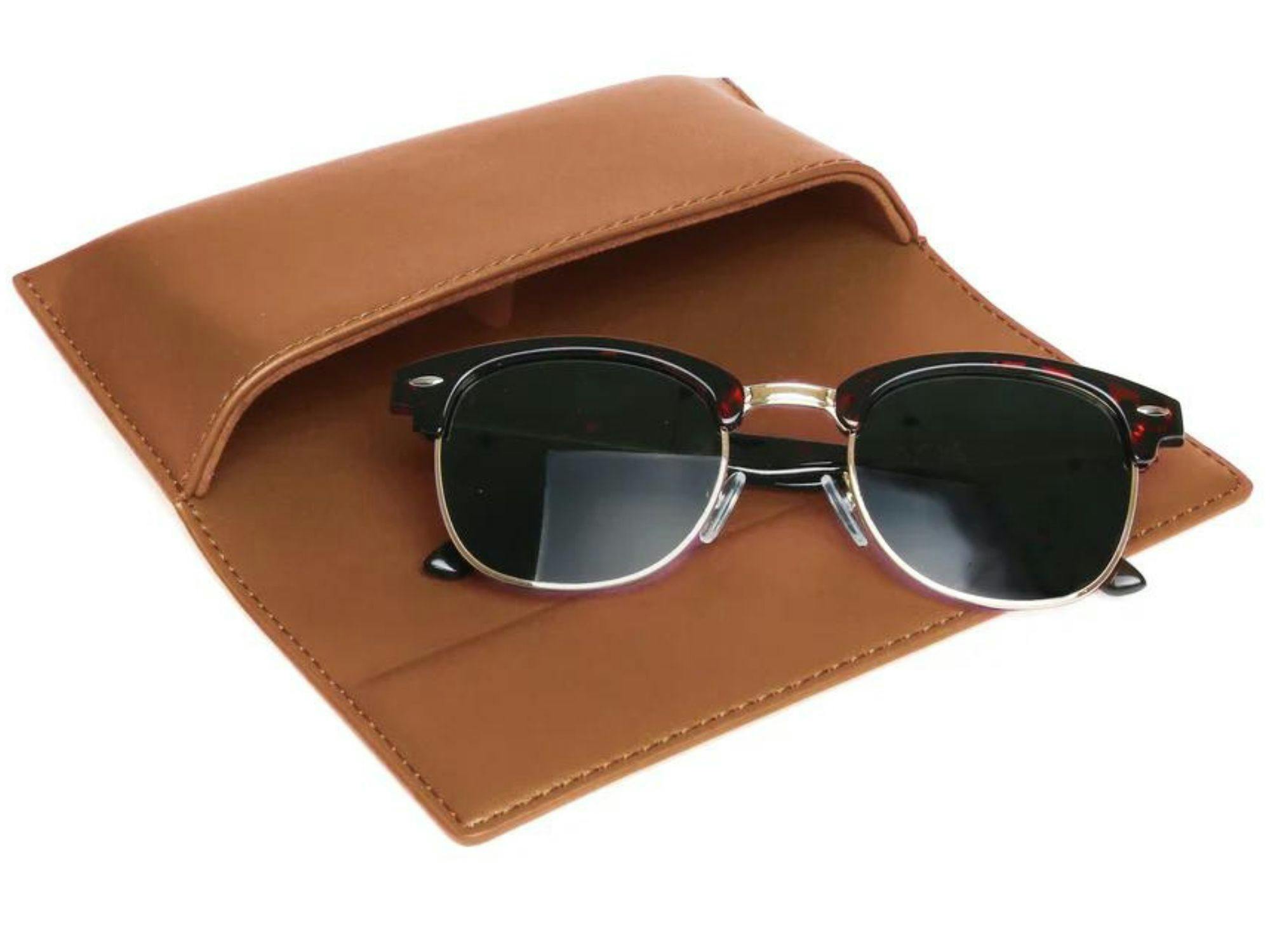 Alice Wheeler Unisex Black Rome Nappa Vegan Leather Glasses Case - Tan