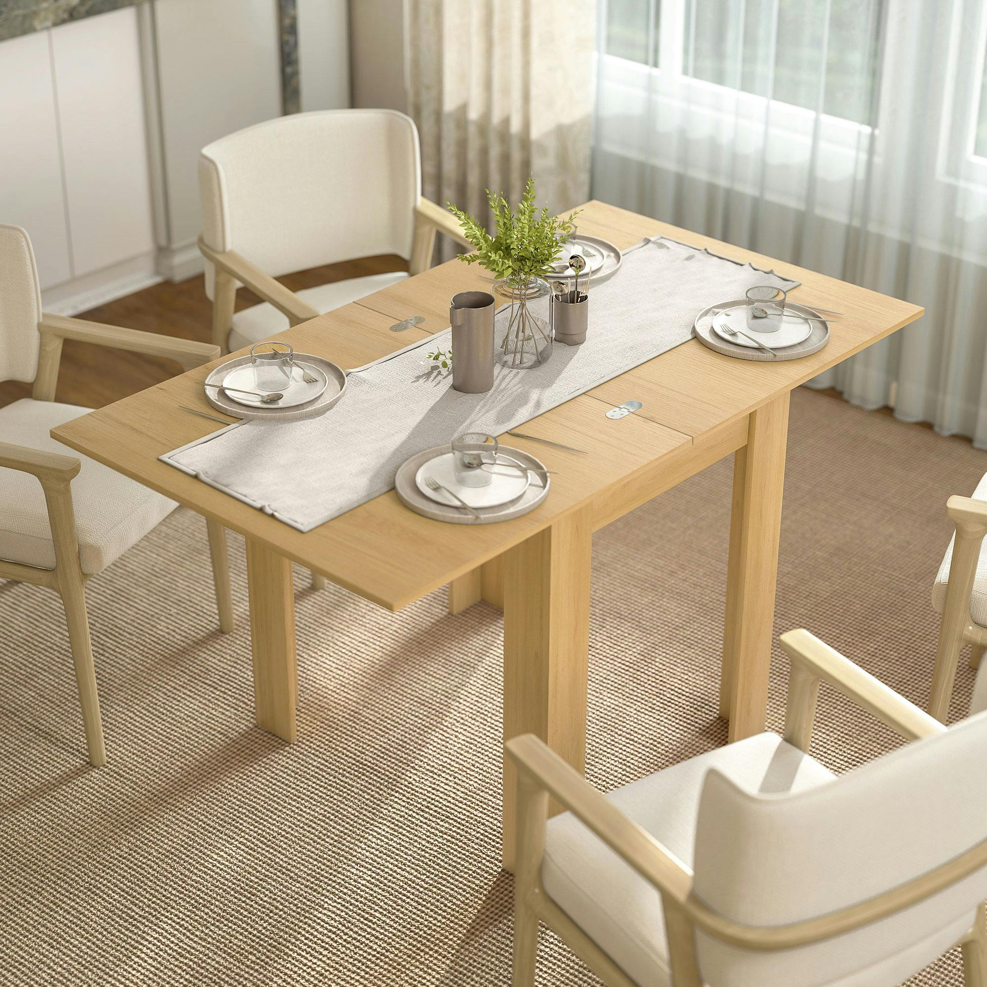 Rackhams Grain Folding Dining Table For 4-6, Drop Leaf Table, Natural