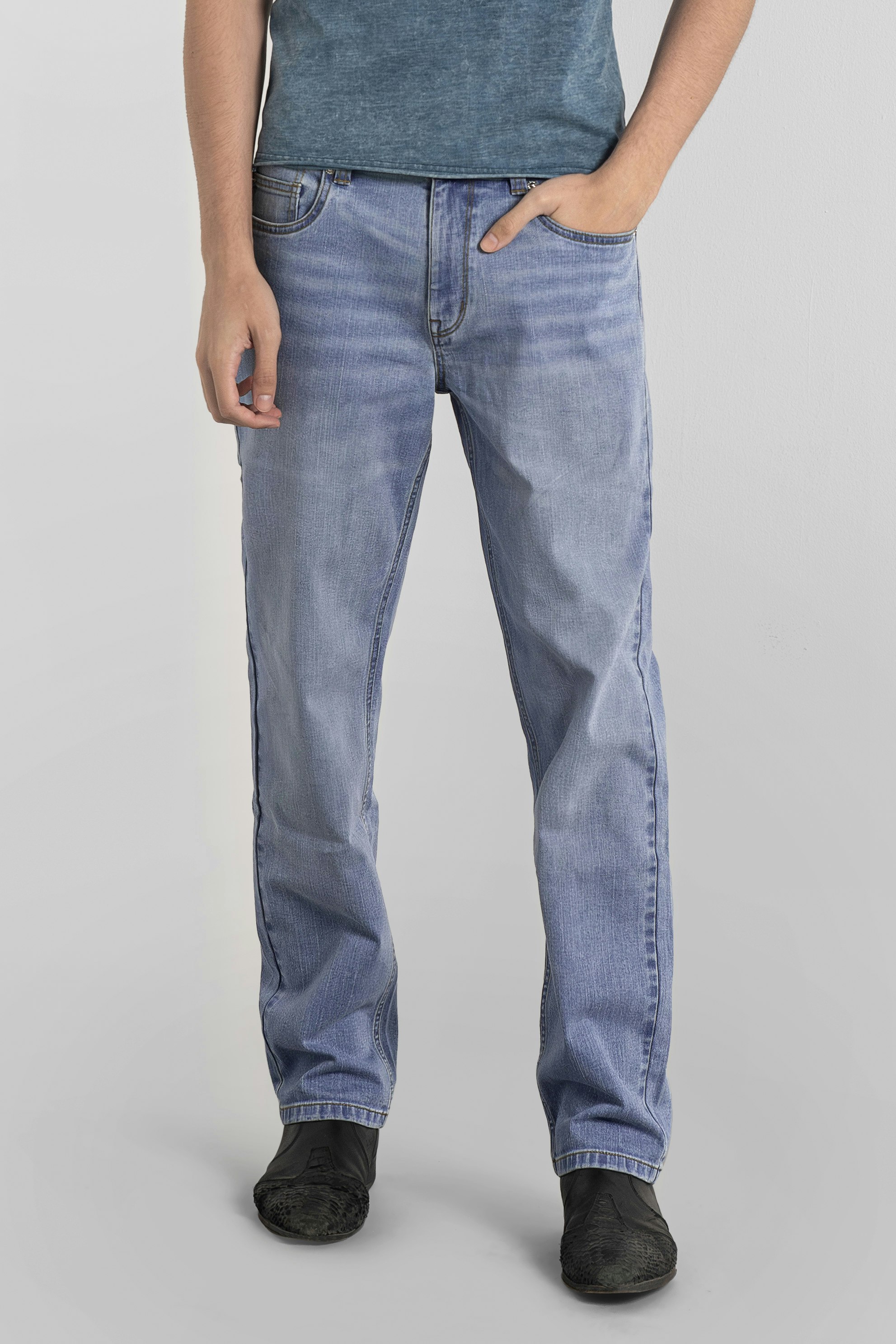 Enorsia Men's Blue Sky Loose Fit Jeans - 34 - Sky - 99% Cotton, 1% Spandex