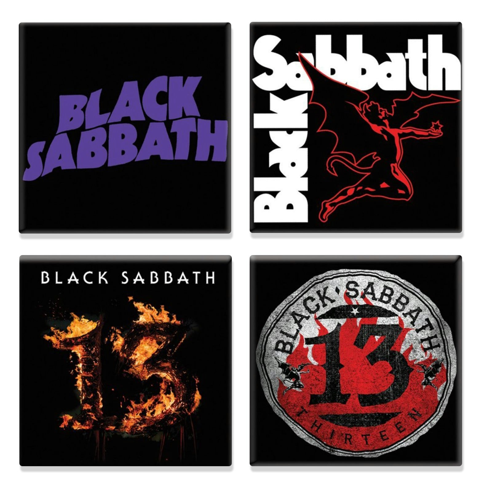 Paradiso Clothing Black Sabbath Band Logo 13 Various Designs Official 4 X Fridge Magnet Gift Set