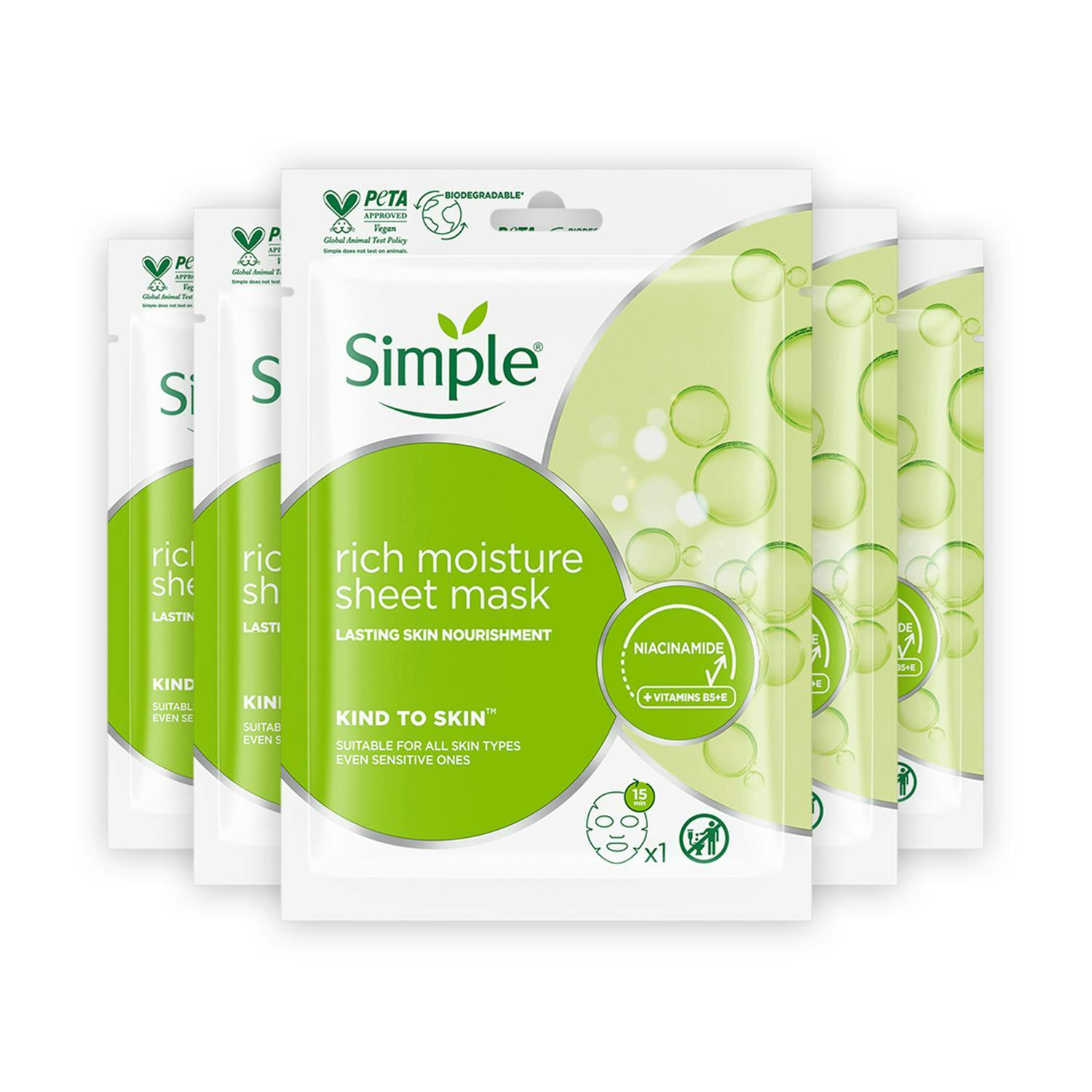 Simple (5X Rich Moisture) Kind To Skin Limited Edition Biodegradable Sheet Mask - Image 3