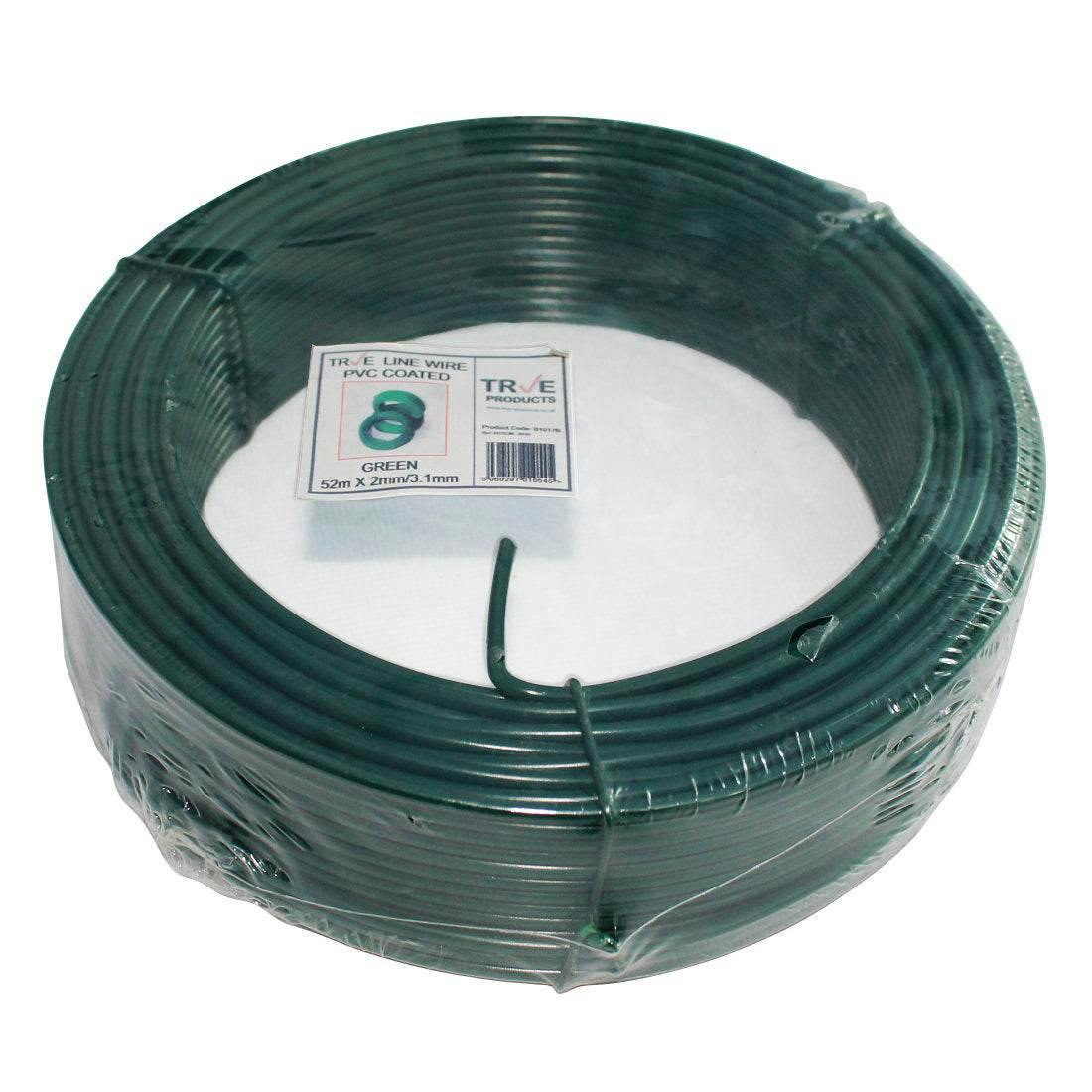 True Products Green Galvanised Line Straining Tension Wire - Pvc Coated - 52M