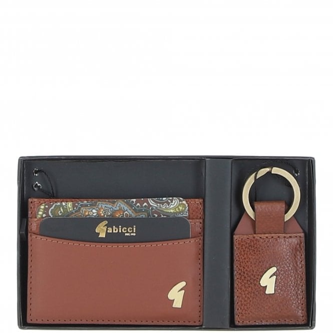 Gabicci Real Leather Card Holder & Key Ring Gift Set: Gb-303-Gs - Chestnut - One Size - Leather